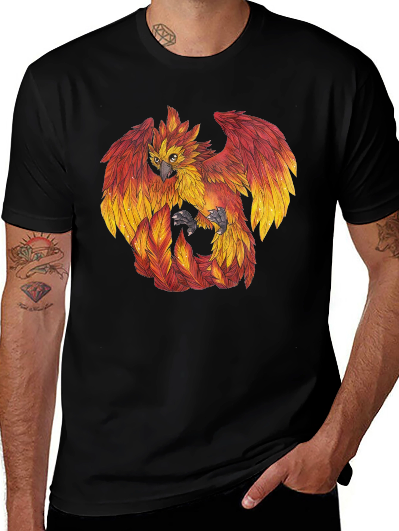 Phoenix Graphic Tee - Black Casual Shirt