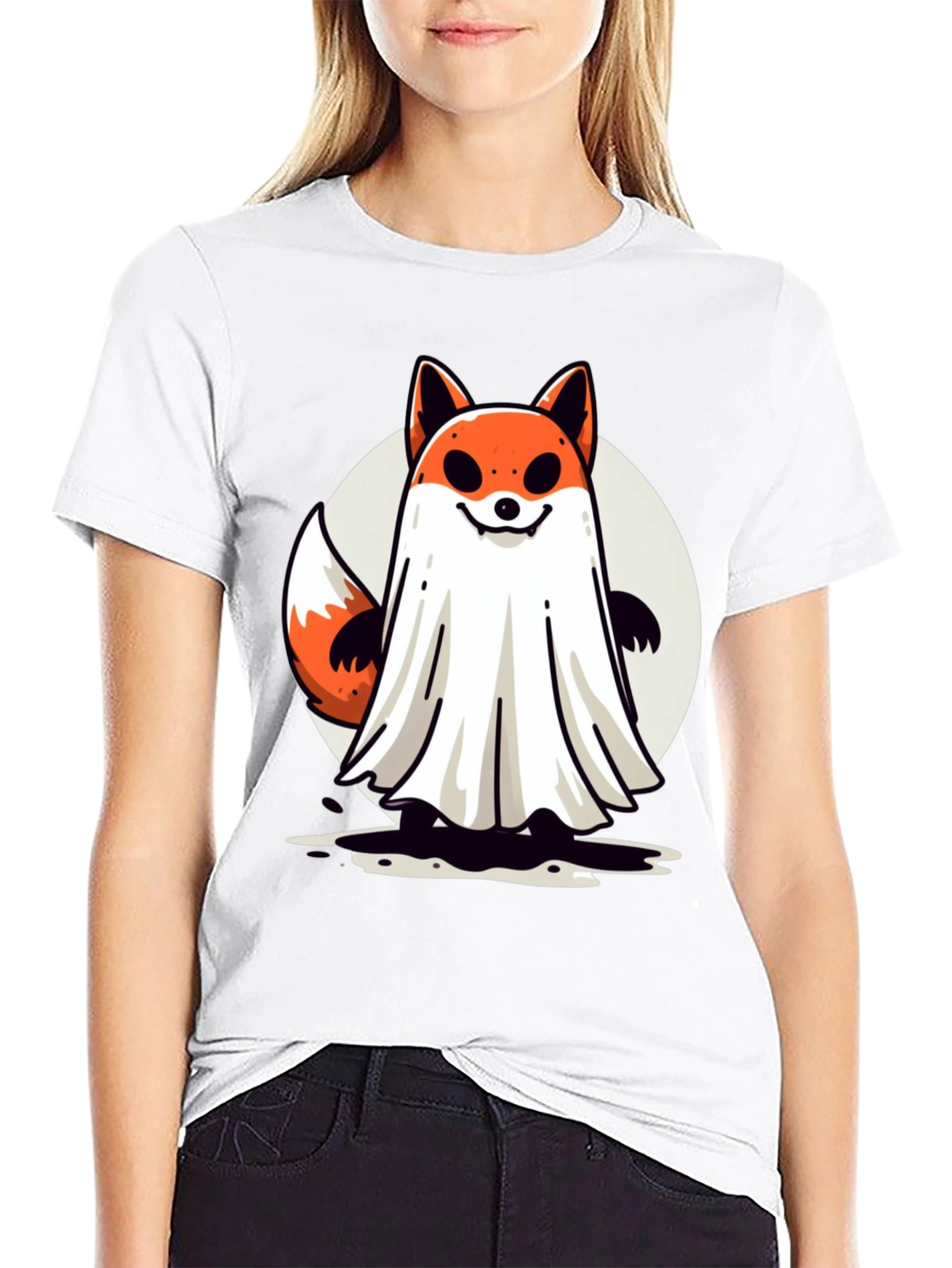 Ghost Fox Graphic Tee - Spooky Halloween T-Shirt