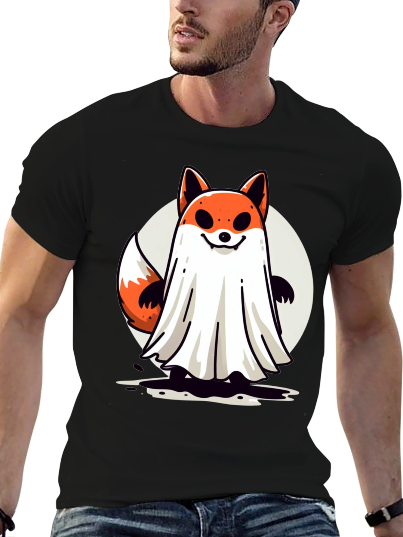 Ghost Fox Graphic Tee - Spooky Halloween T-Shirt