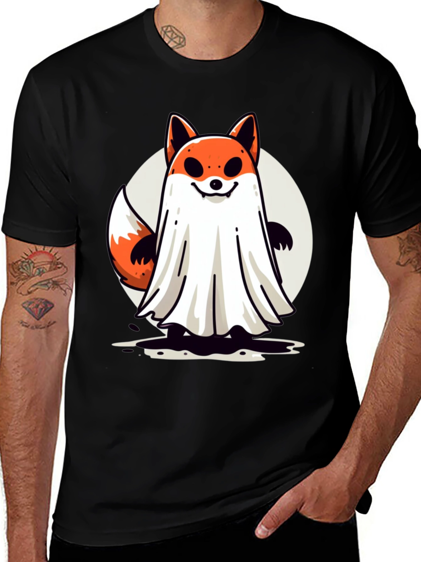 Ghost Fox Graphic Tee - Spooky Halloween T-Shirt