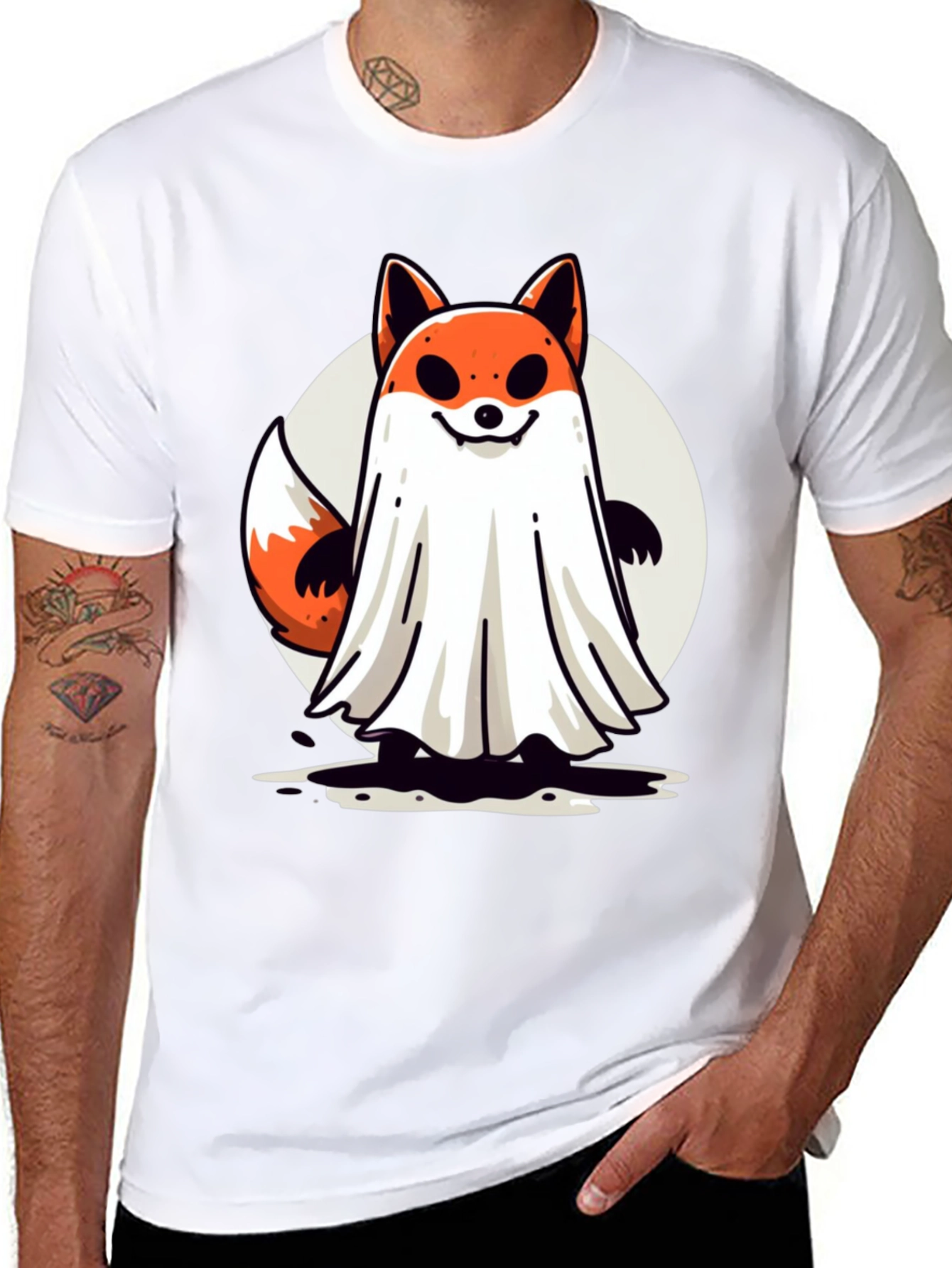 Ghost Fox Graphic Tee - Spooky Halloween T-Shirt
