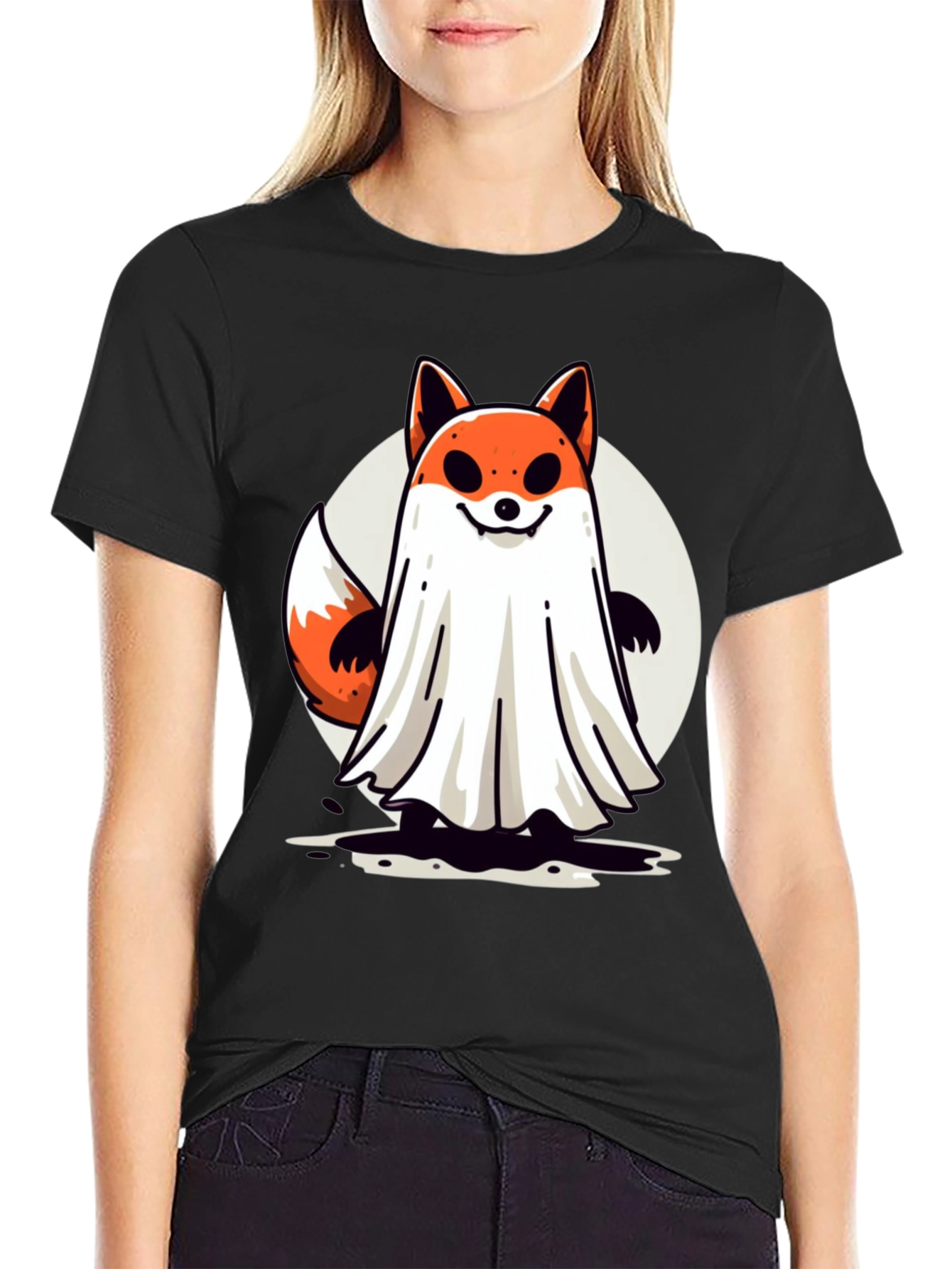Ghost Fox Graphic Tee - Spooky Halloween T-Shirt