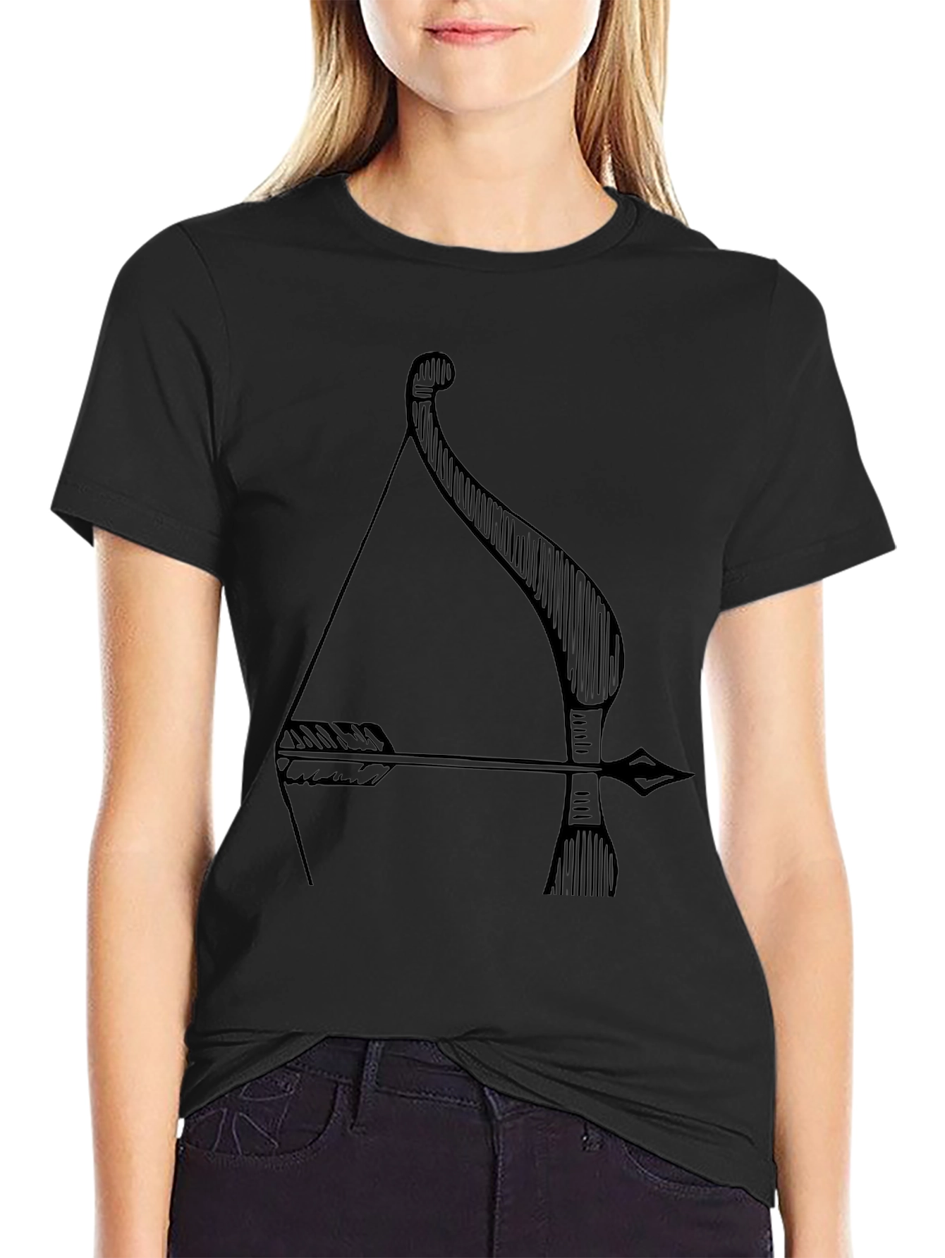 Archer Bow and Arrow Graphic Tee - Black