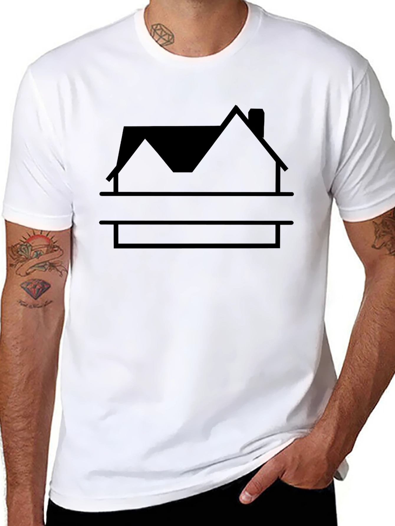 Modern House Graphic T-Shirt - Black
