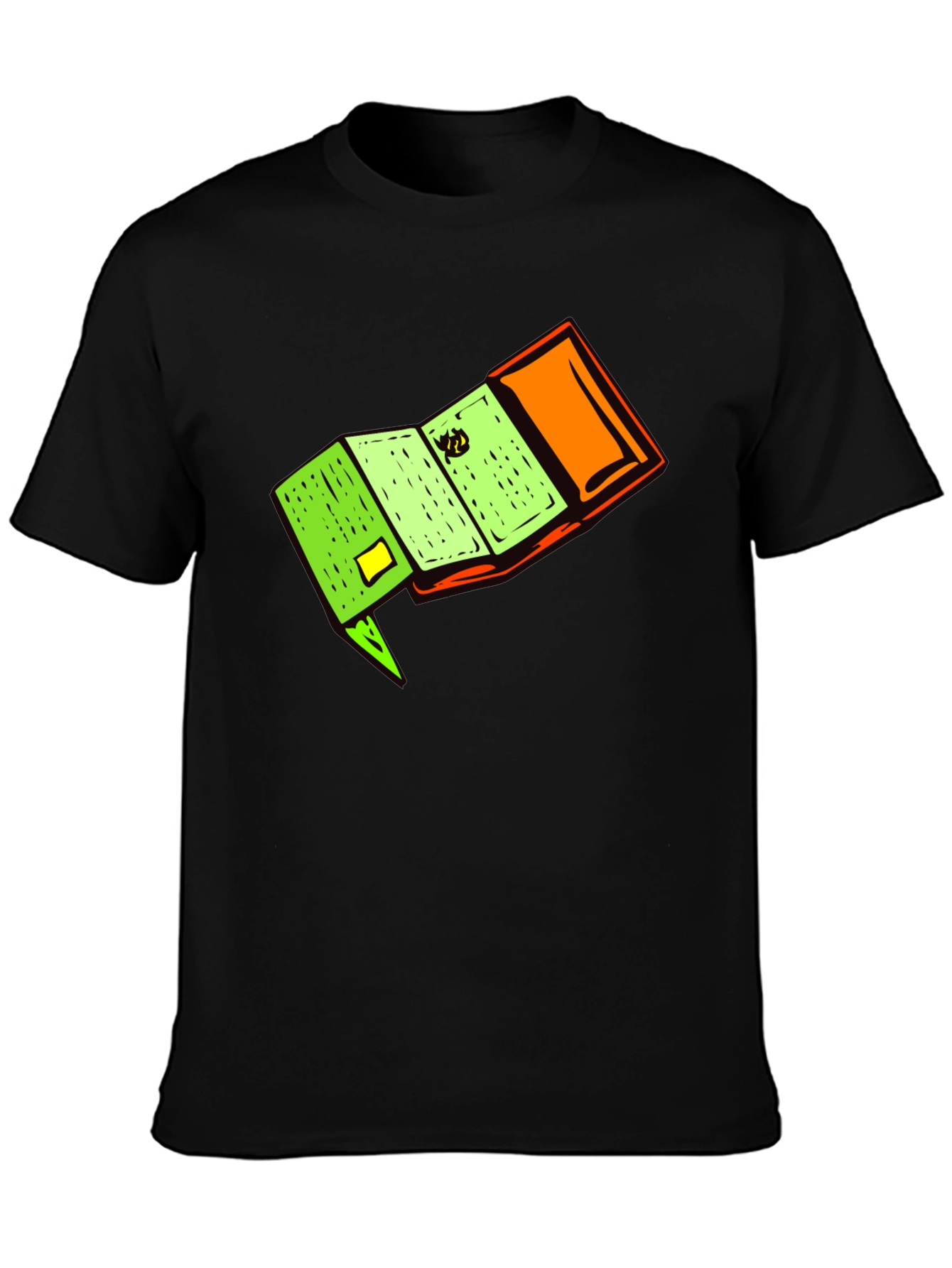 Novelty Cartoon Wallet Graphic Black T-Shirt