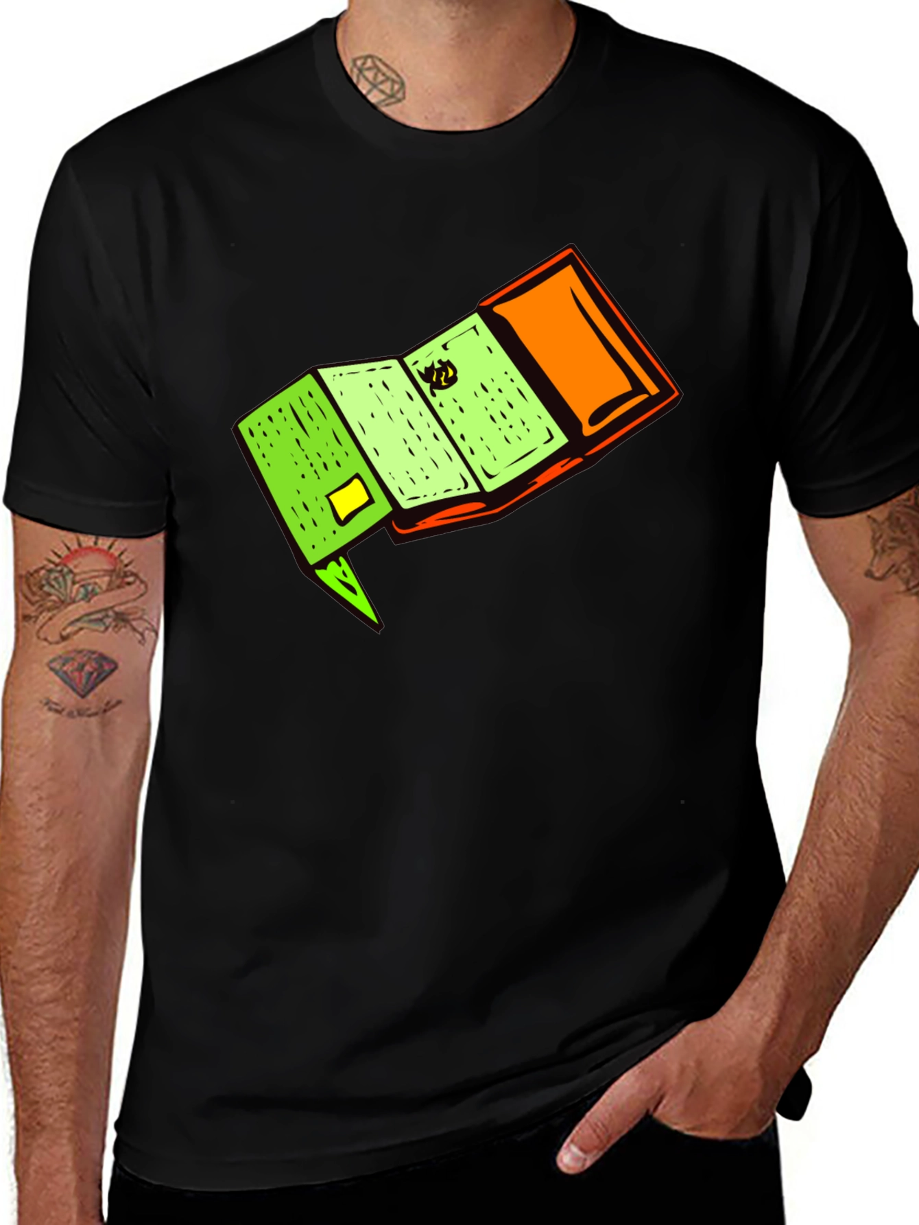 Novelty Cartoon Wallet Graphic Black T-Shirt