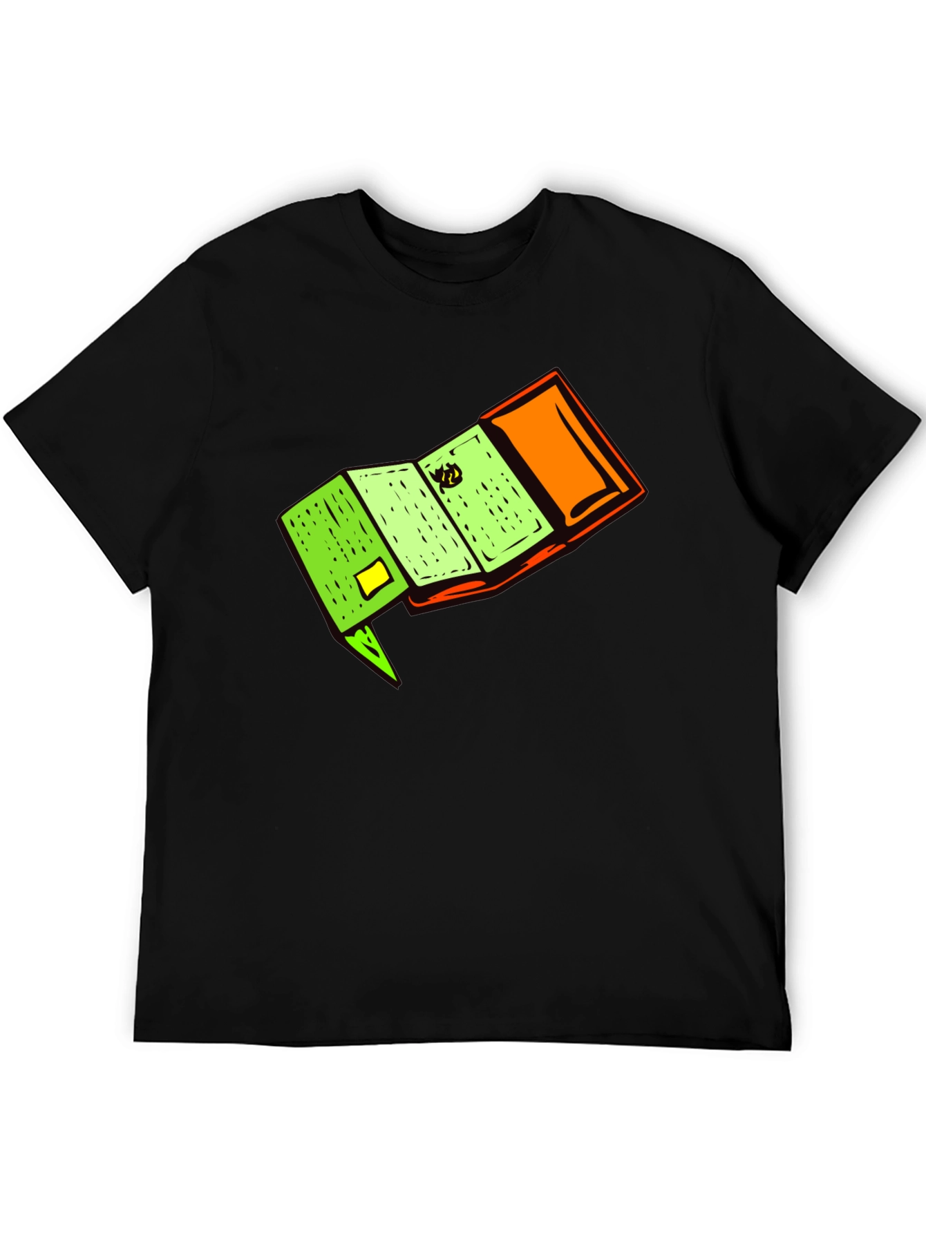 Novelty Cartoon Wallet Graphic Black T-Shirt