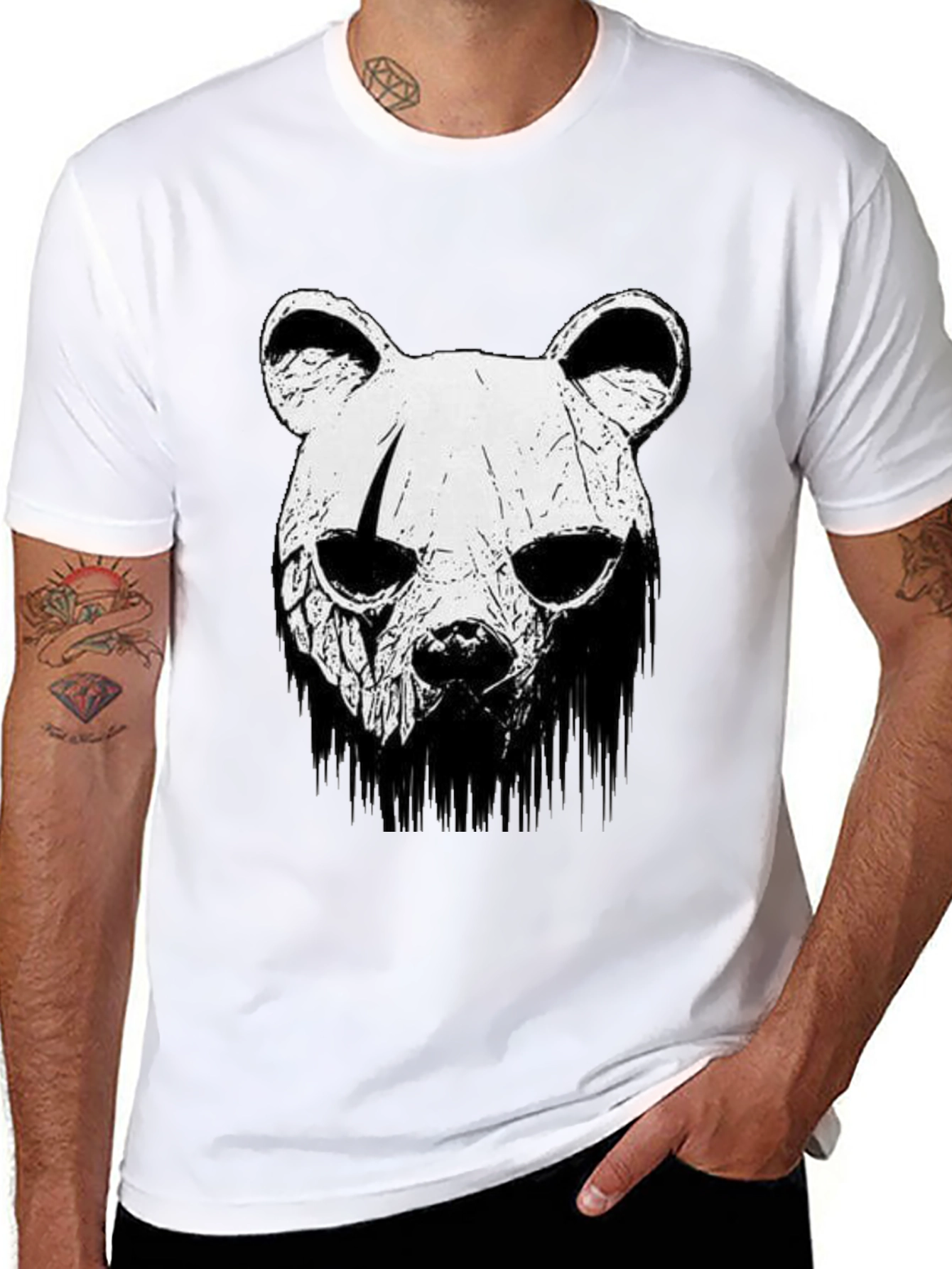 Bear Skull Graphic Black T-Shirt