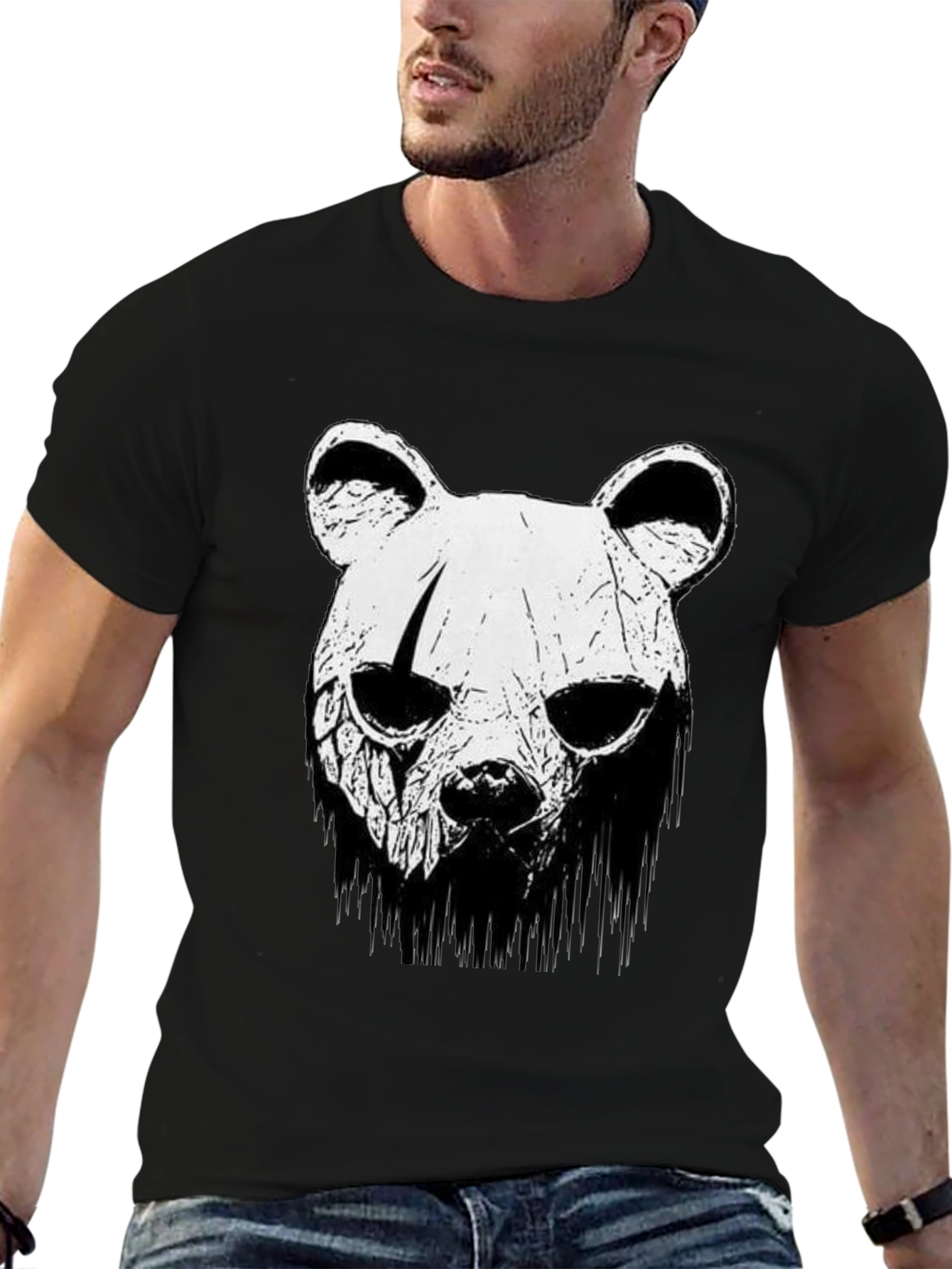 Bear Skull Graphic Black T-Shirt