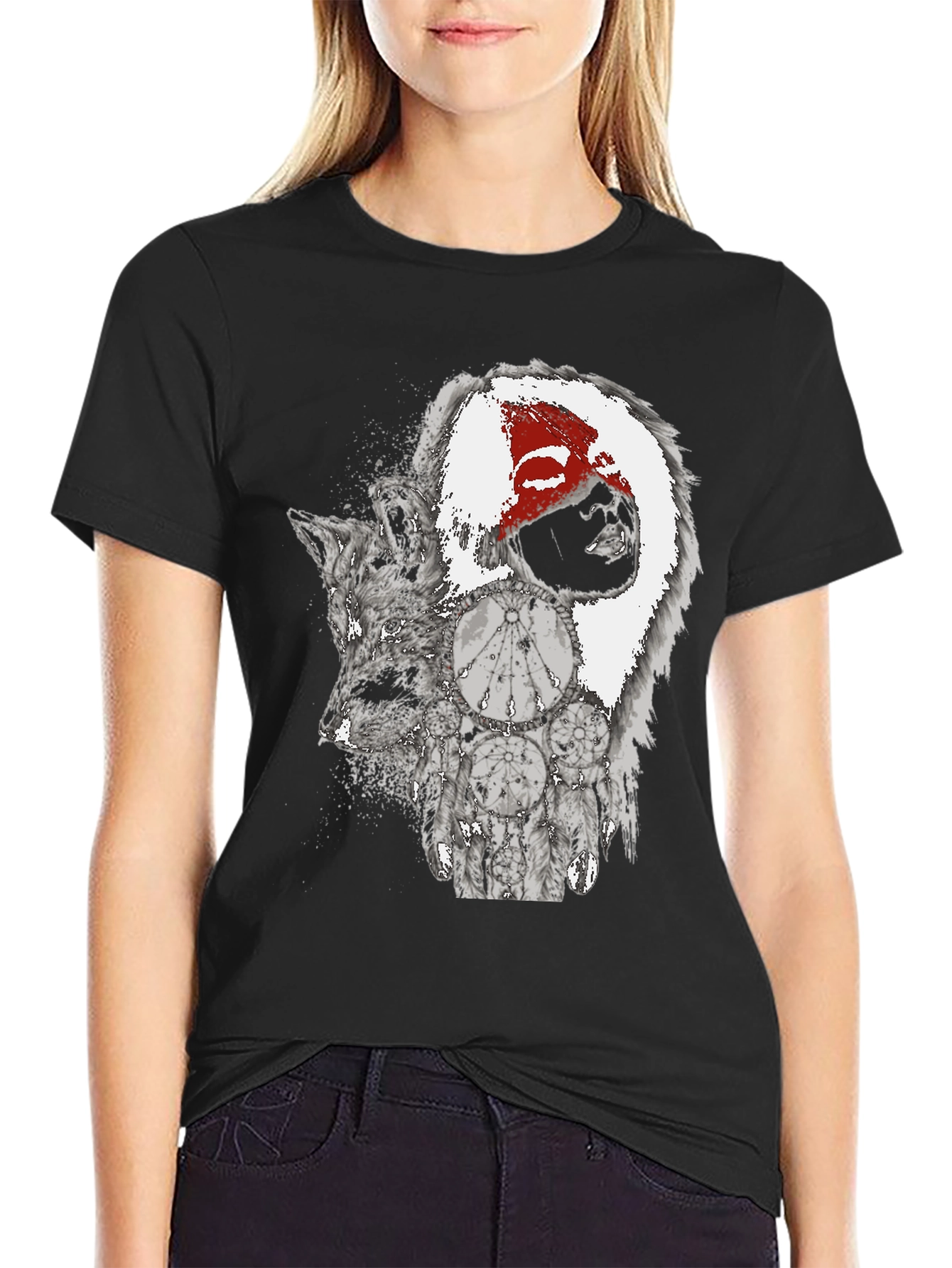 Wolf and Dreamcatcher Graphic Tee