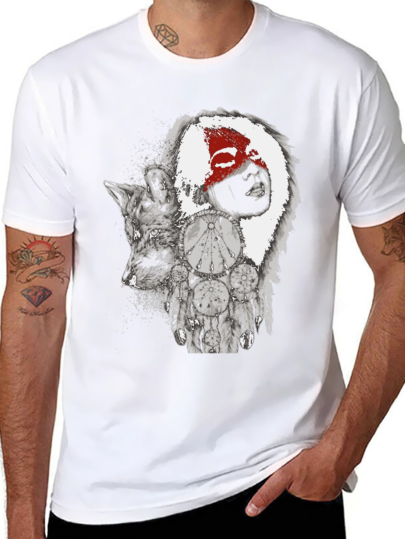 Wolf and Dreamcatcher Graphic Tee
