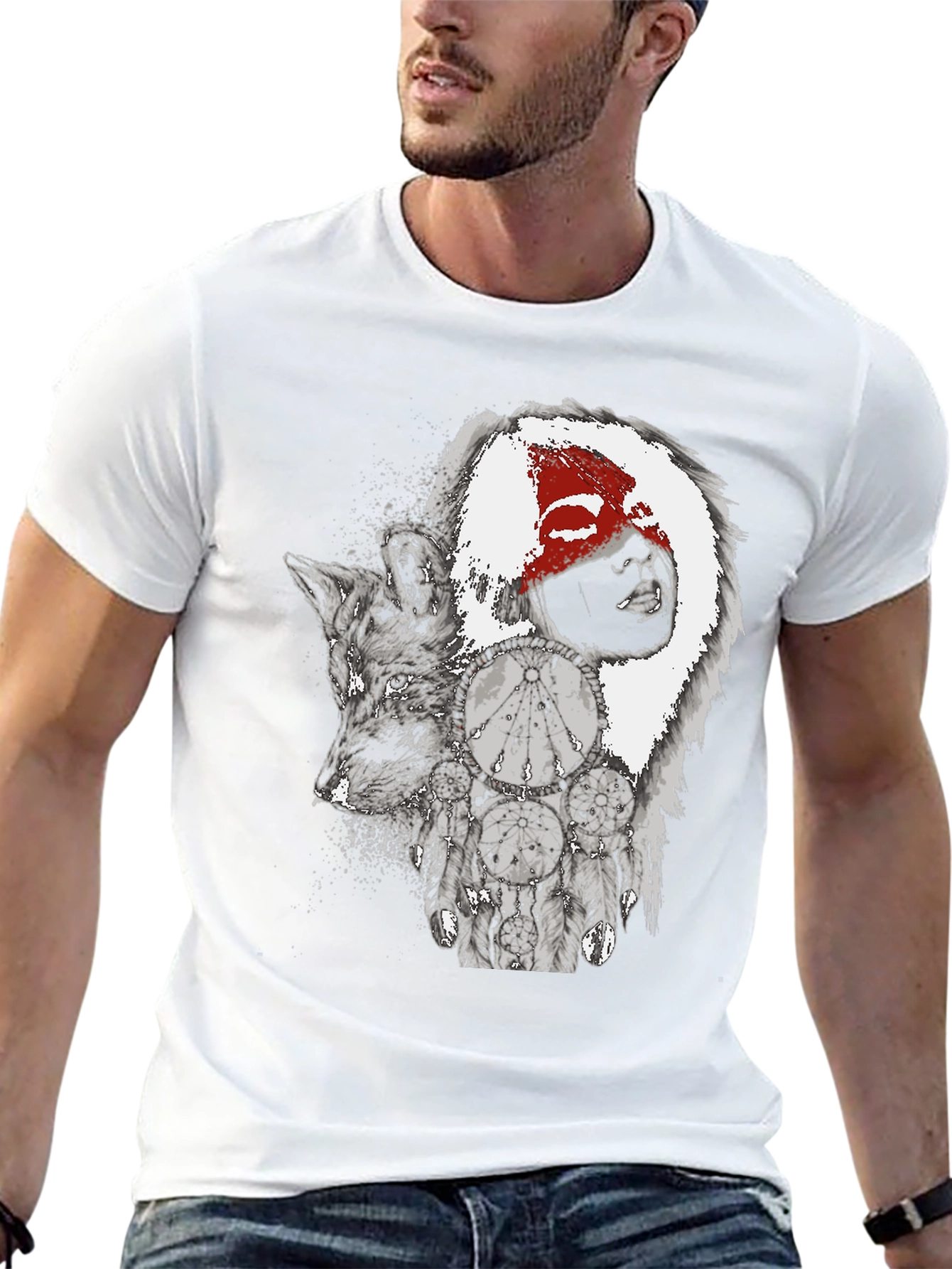 Wolf and Dreamcatcher Graphic Tee