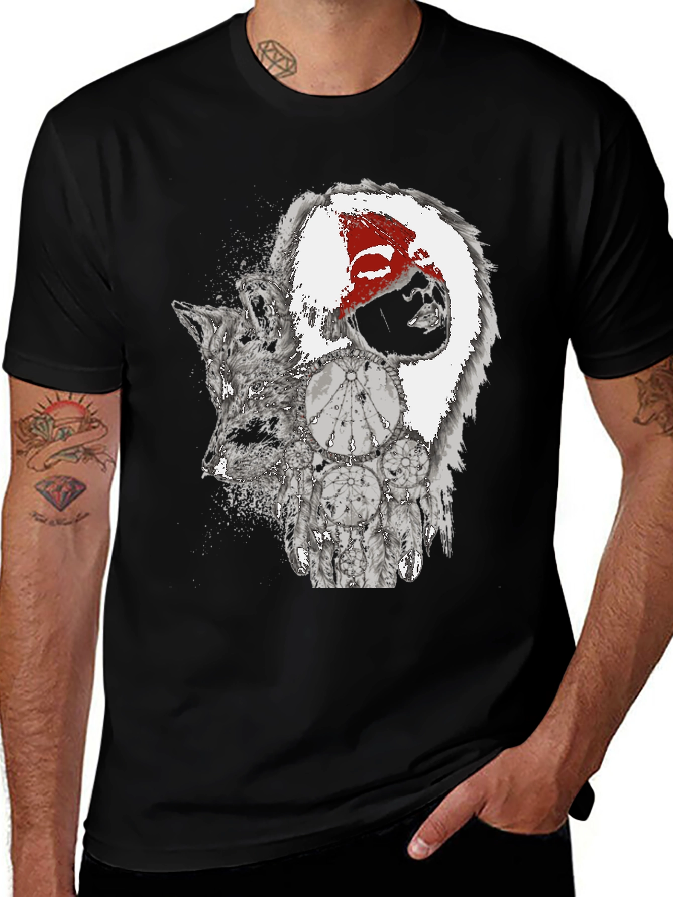 Wolf and Dreamcatcher Graphic Tee