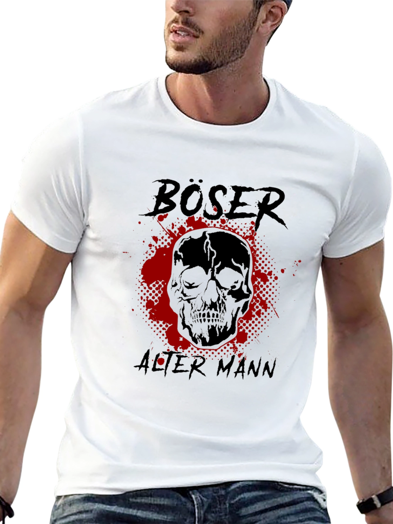 Böser Alter Mann Skull Graphic Tee - Edgy Style