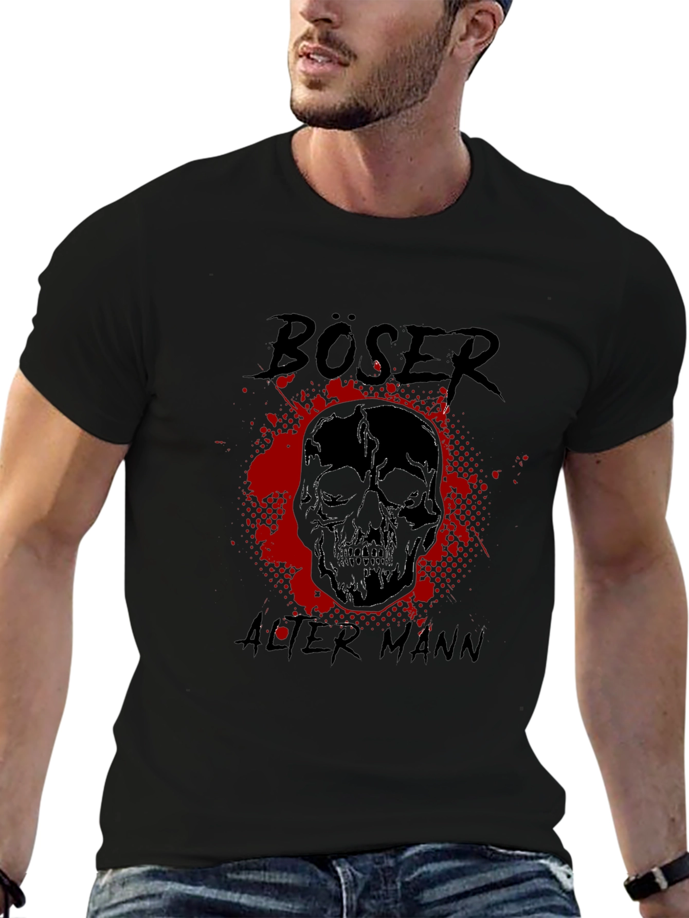 Böser Alter Mann Skull Graphic Tee - Edgy Style