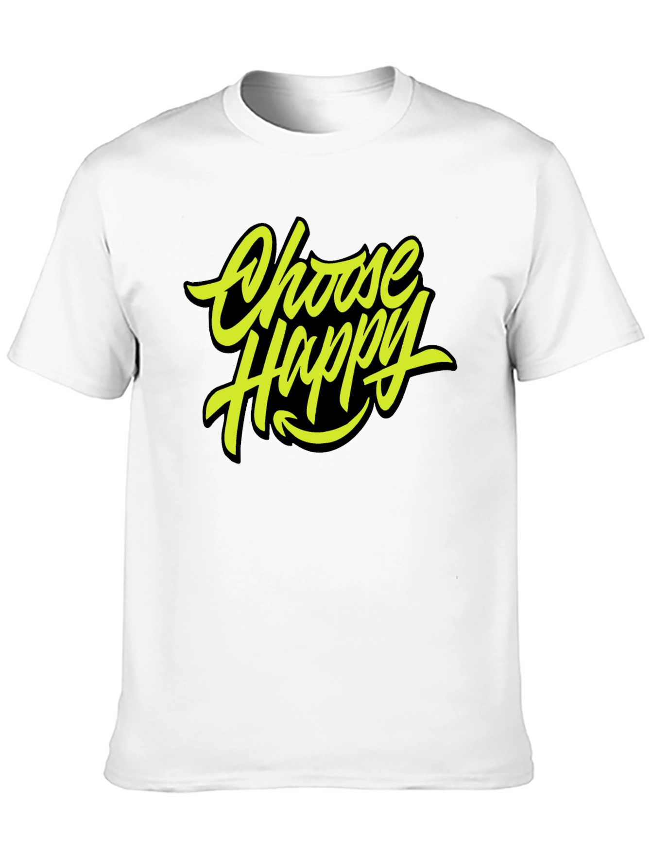 Choose Happy Graphic Tee - Trendy Black T-Shirt