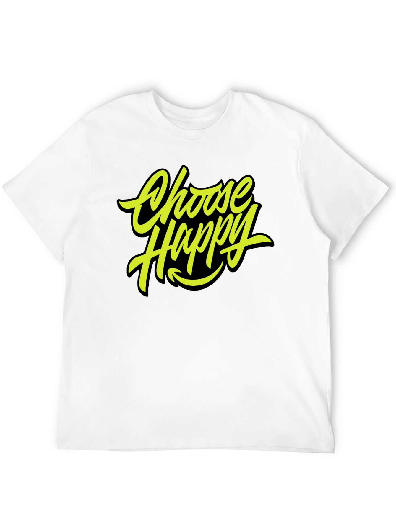 Choose Happy Graphic Tee - Trendy Black T-Shirt