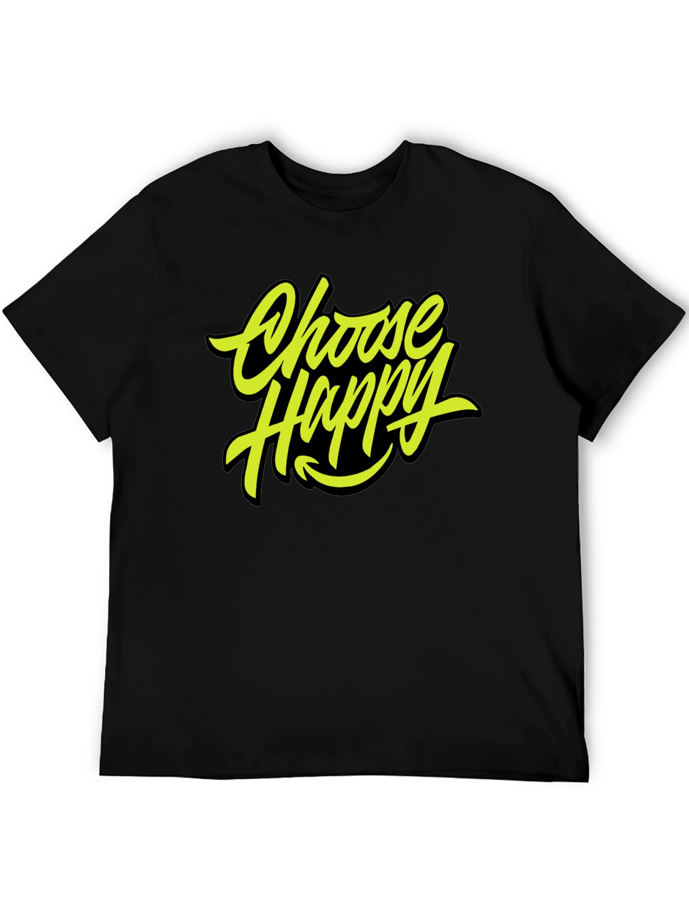 Choose Happy Graphic Tee - Trendy Black T-Shirt