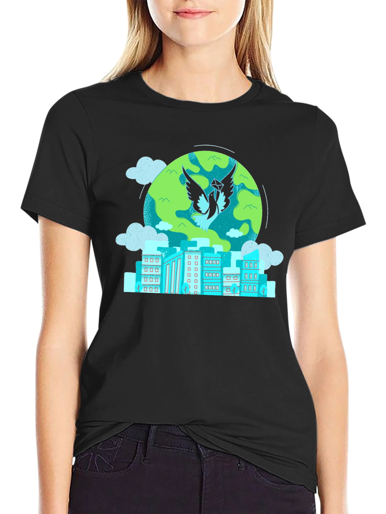 Urban Dove Graphic Tee - Black Cotton Blend