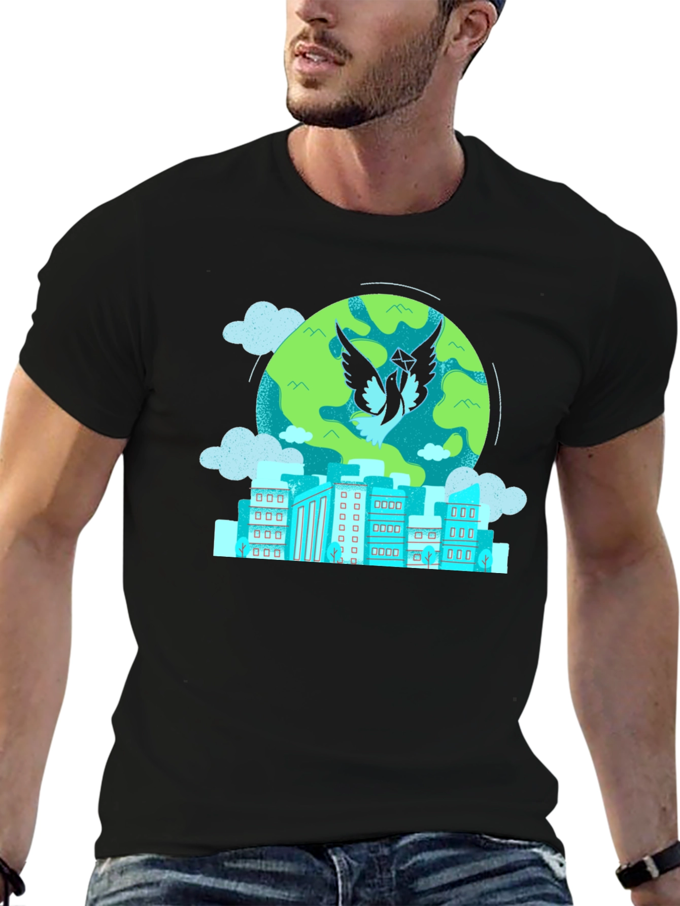 Urban Dove Graphic Tee - Black Cotton Blend