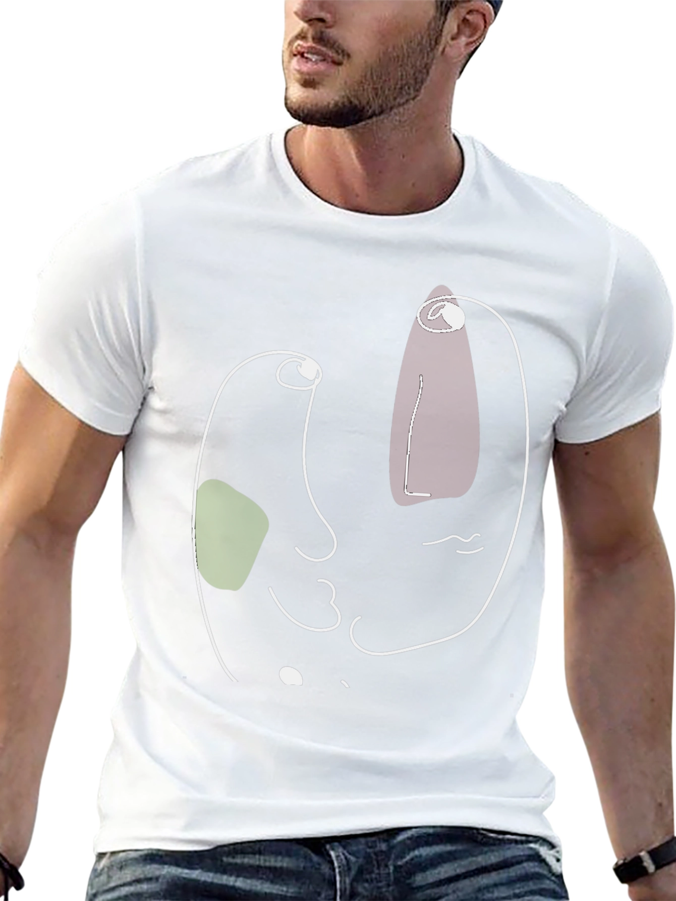 Abstract Face Graphic Black Tee