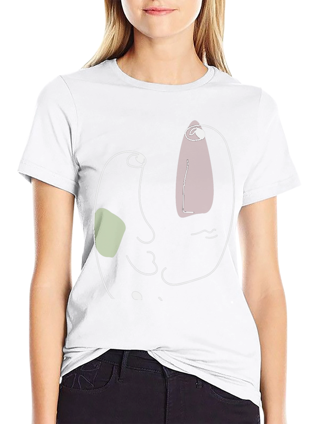 Abstract Face Graphic Black Tee