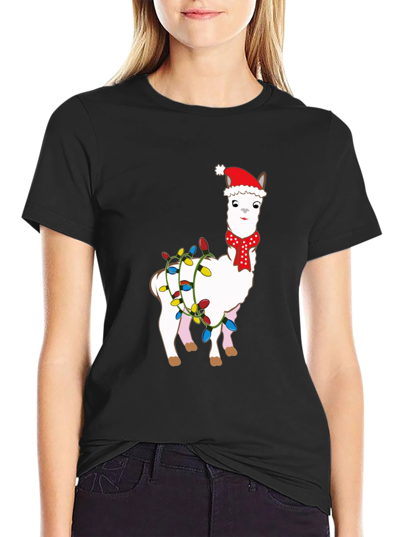 Holiday Llama Graphic Tee - Christmas Festive Shirt
