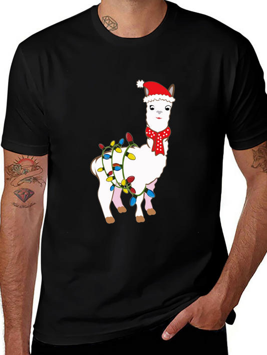 Holiday Llama Graphic Tee - Christmas Festive Shirt