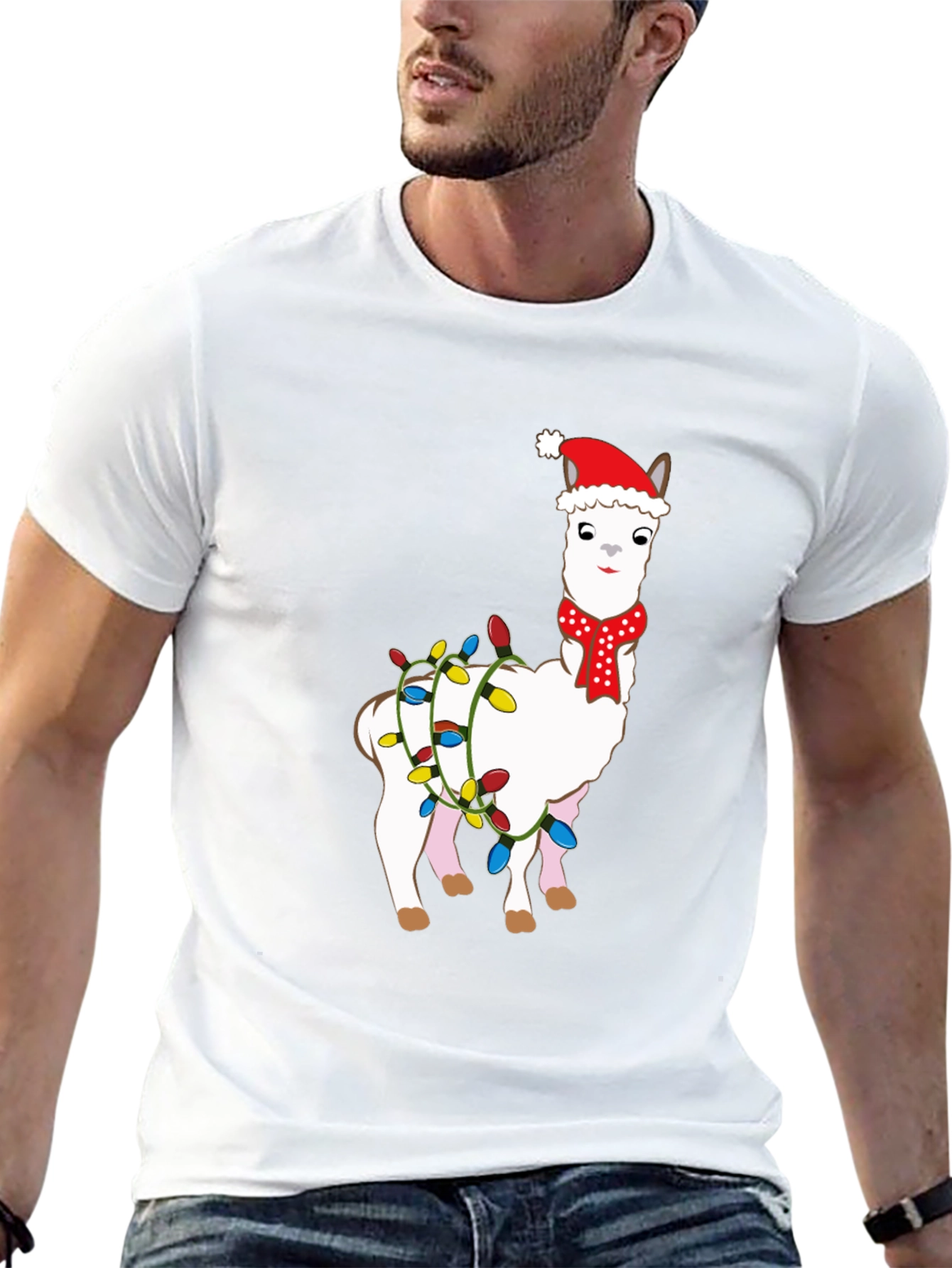 Holiday Llama Graphic Tee - Christmas Festive Shirt