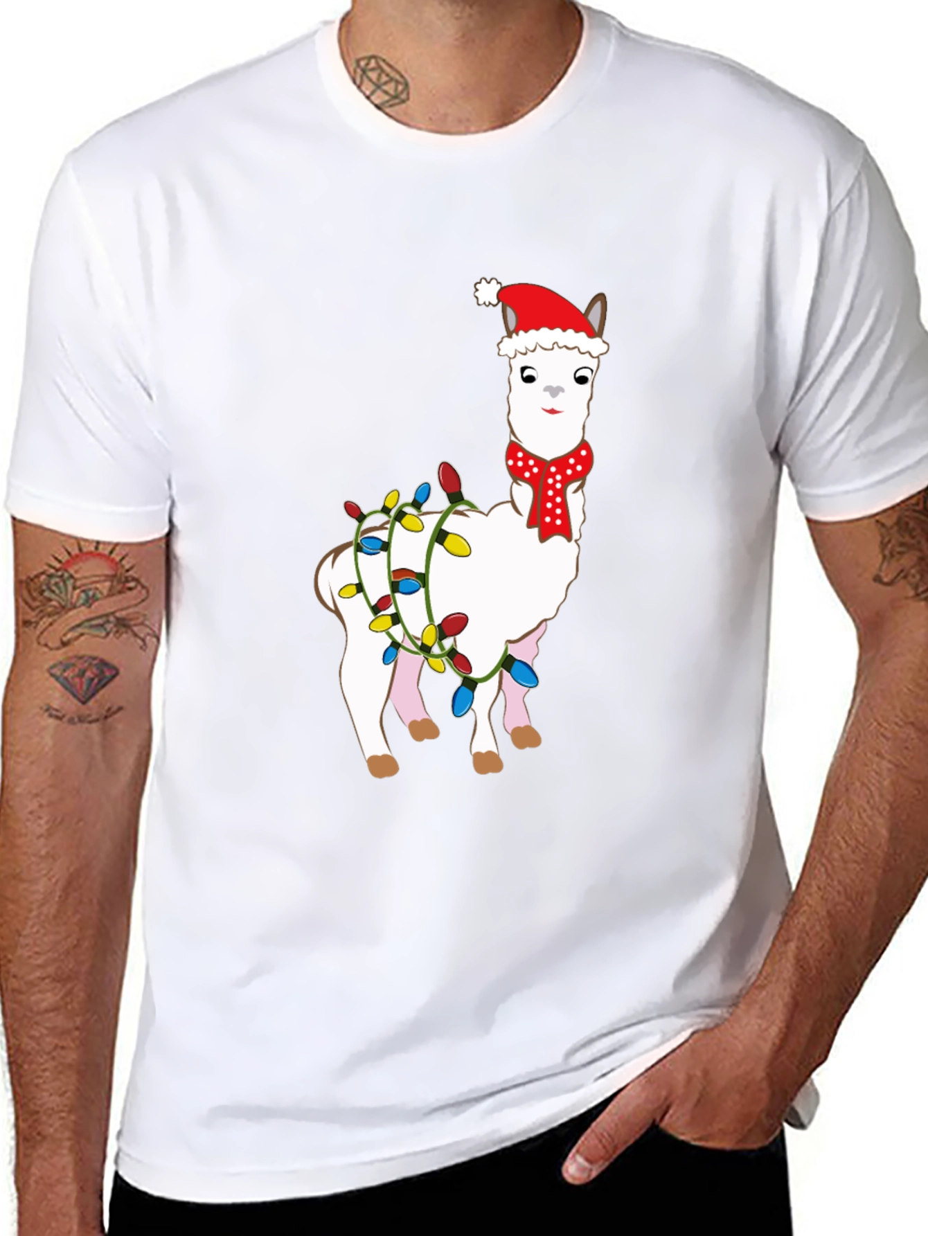 Holiday Llama Graphic Tee - Christmas Festive Shirt