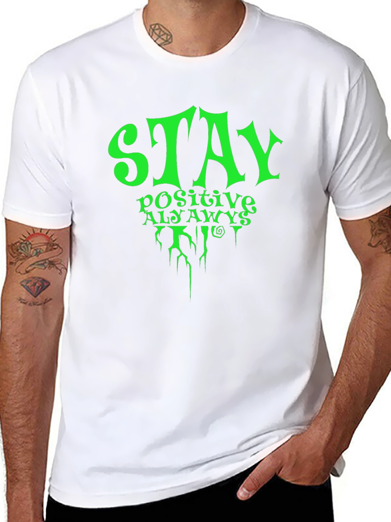 Stay Positive Always T-Shirt Mens Black Graphic Tee