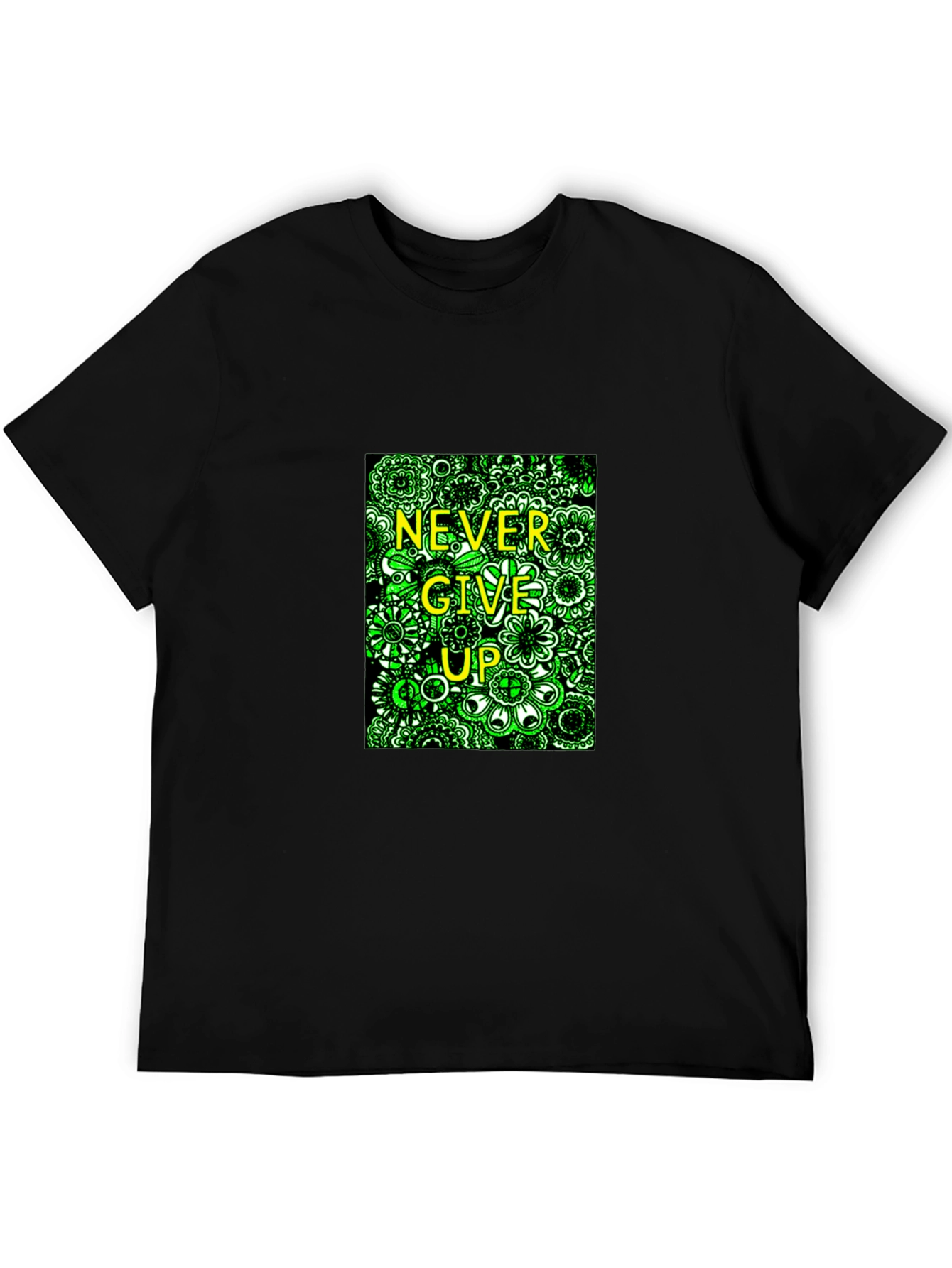 Never Give Up Black T-Shirt
