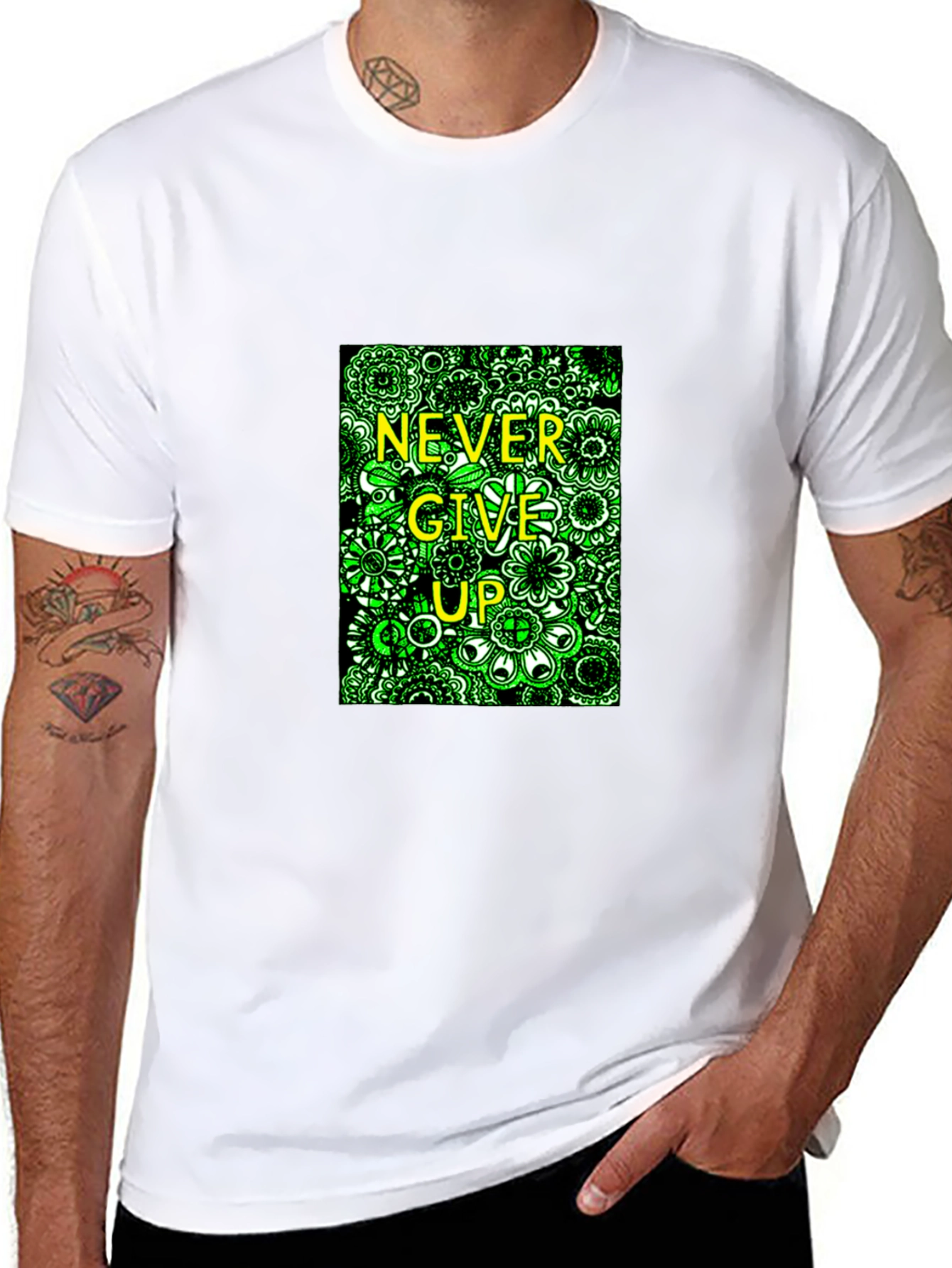 Never Give Up Black T-Shirt