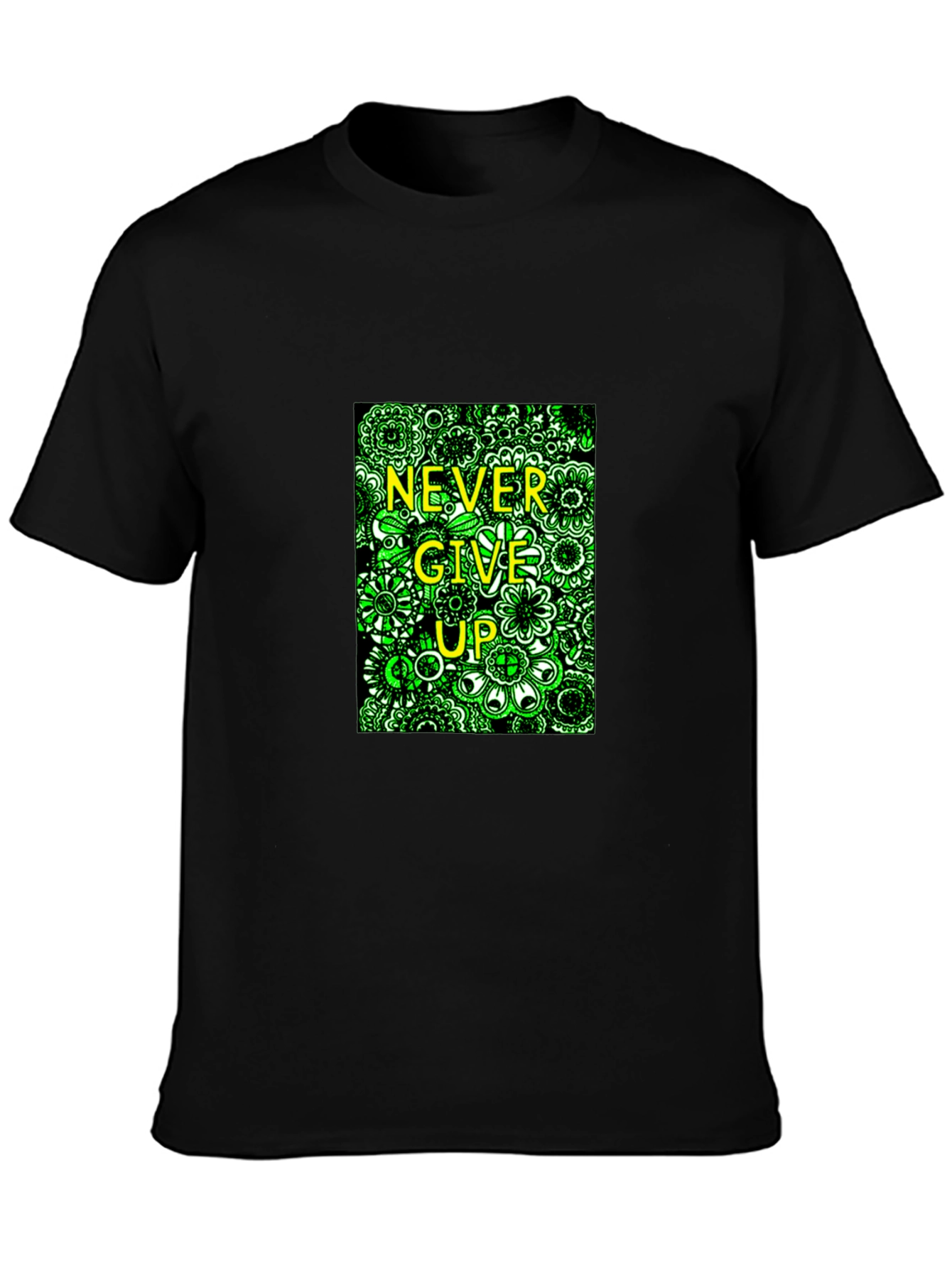 Never Give Up Black T-Shirt