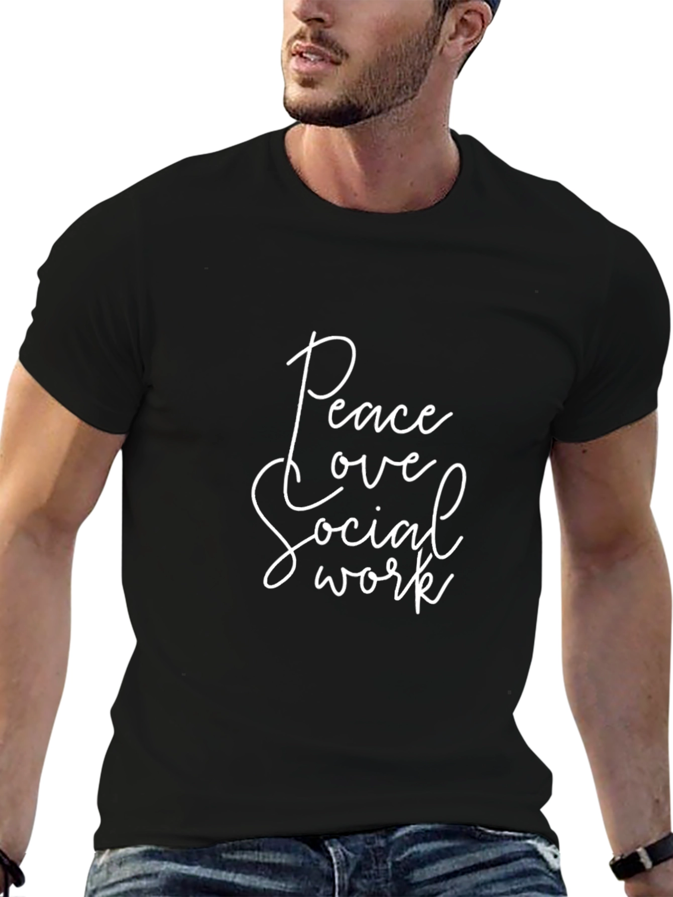 Peace Love Social Work Graphic Tee - Black
