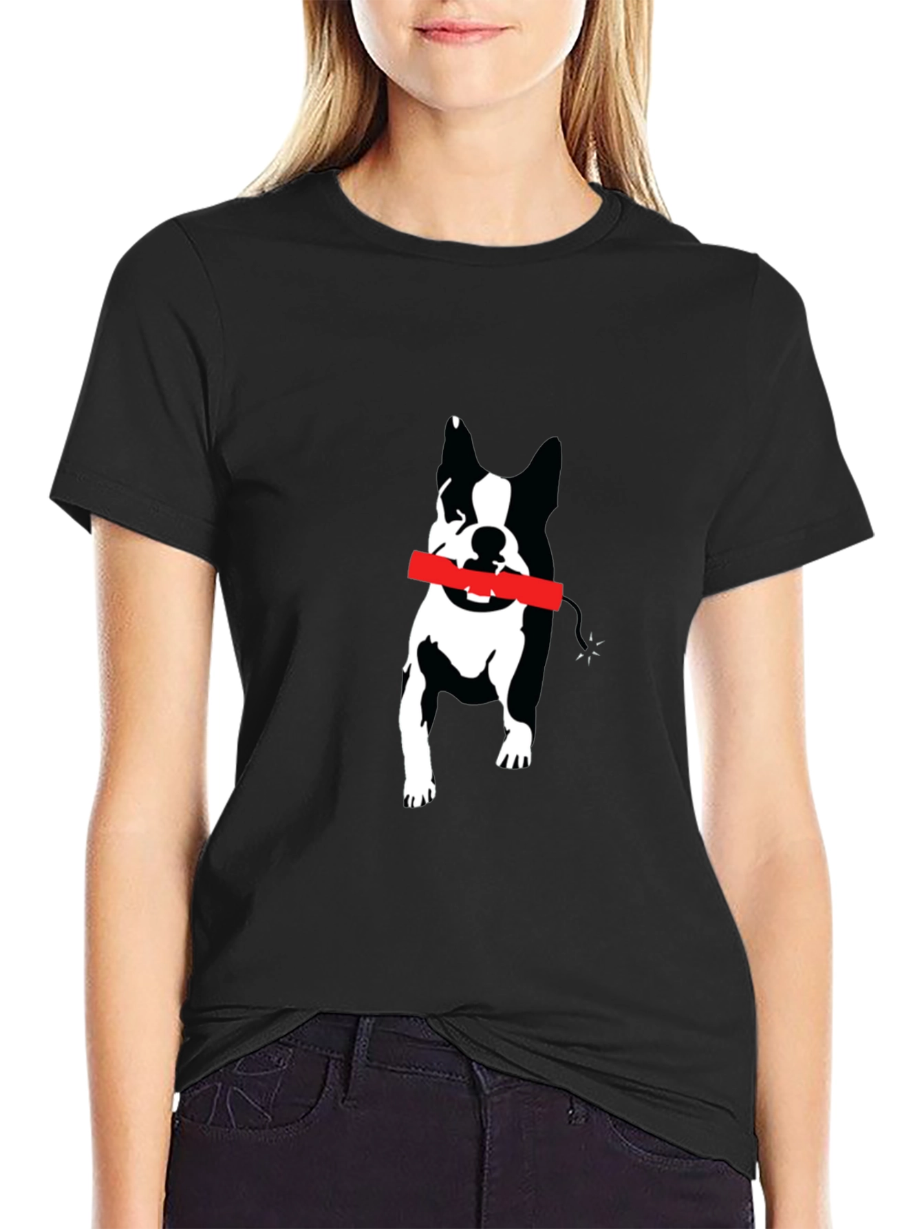 Dynamite Dog Graphic Tee - Black Cotton Blend