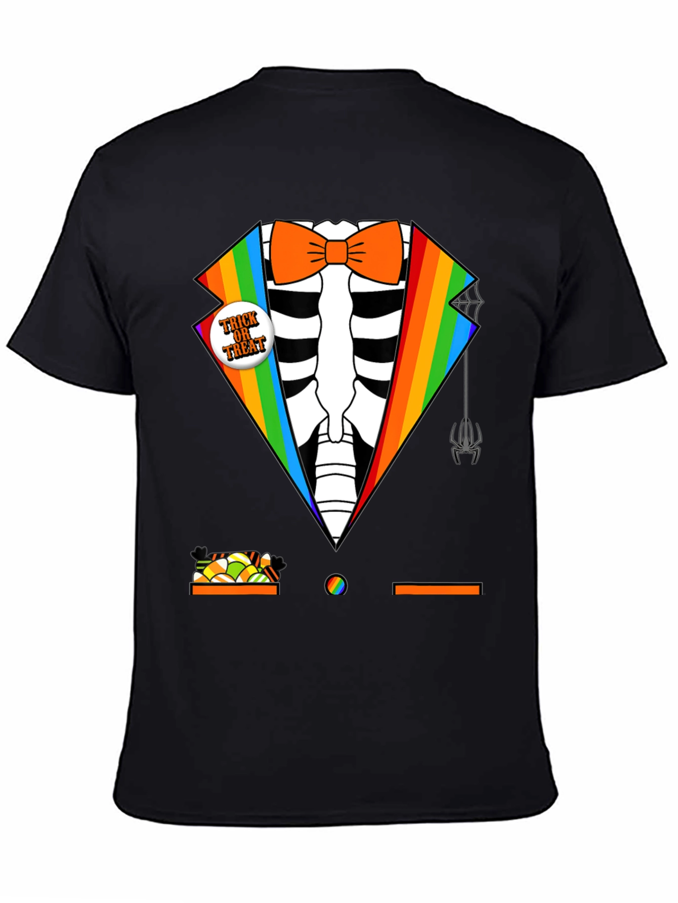 Rainbow Skeleton Tuxedo Halloween T-Shirt