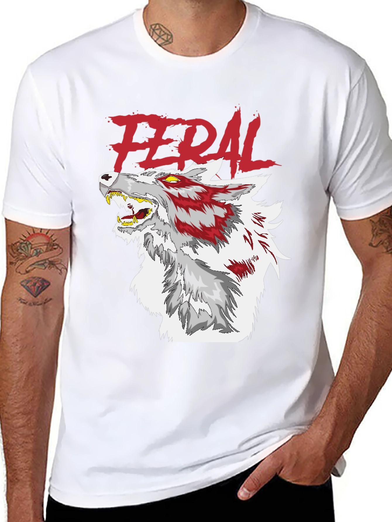 Feral Wolf Graphic Black T-Shirt
