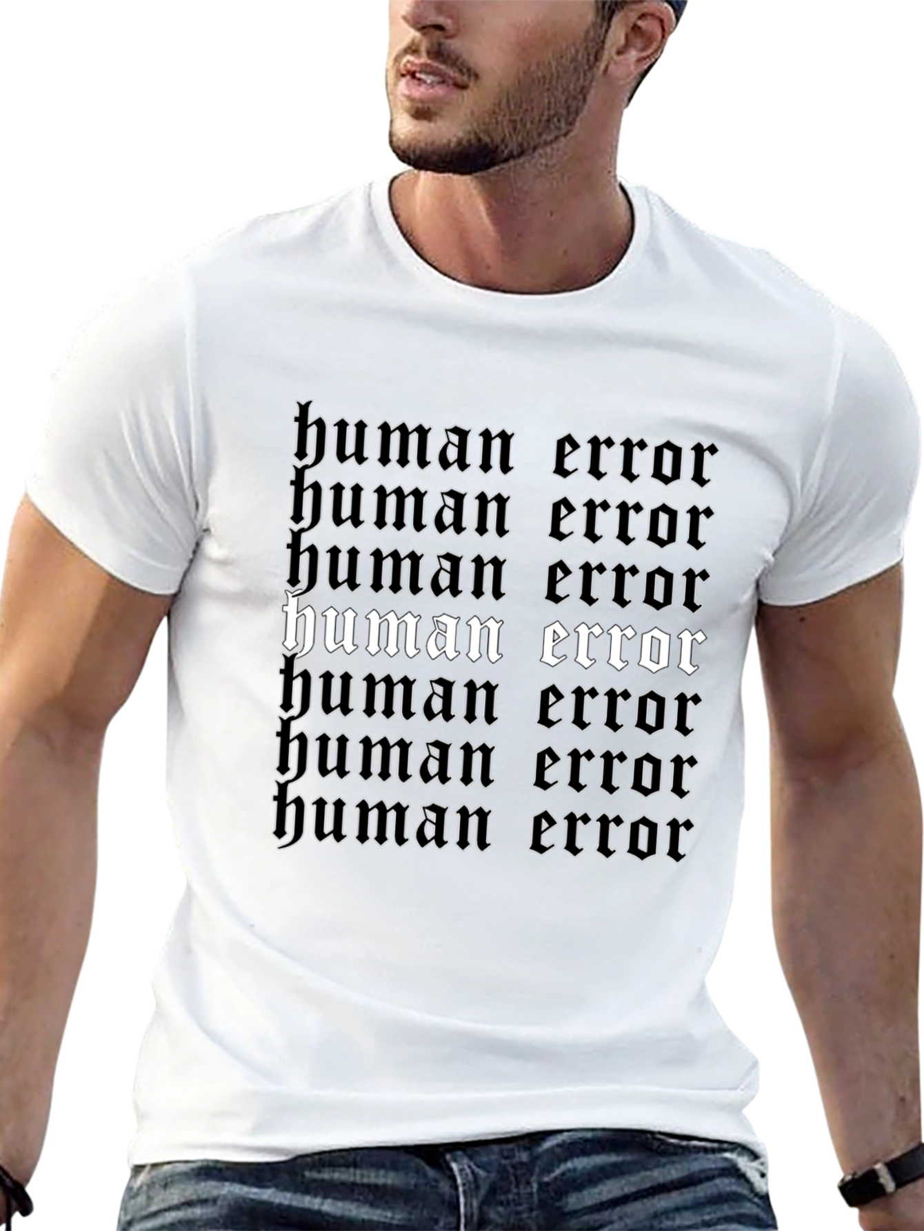 Human Error Graphic Tee - Gothic Text Print