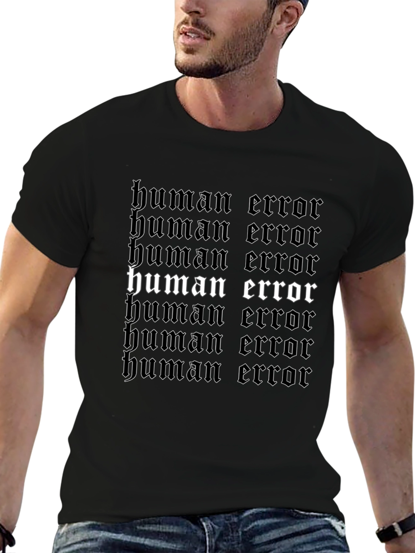 Human Error Graphic Tee - Gothic Text Print
