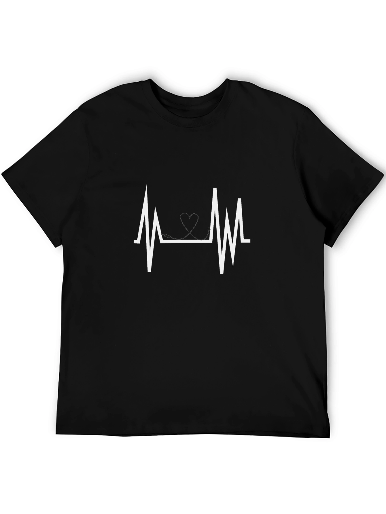 Heartbeat Graphic T-Shirt - Black Crew Neck Tee