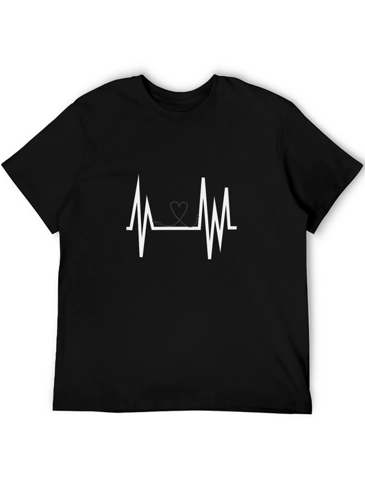 Heartbeat Graphic T-Shirt - Black Crew Neck Tee