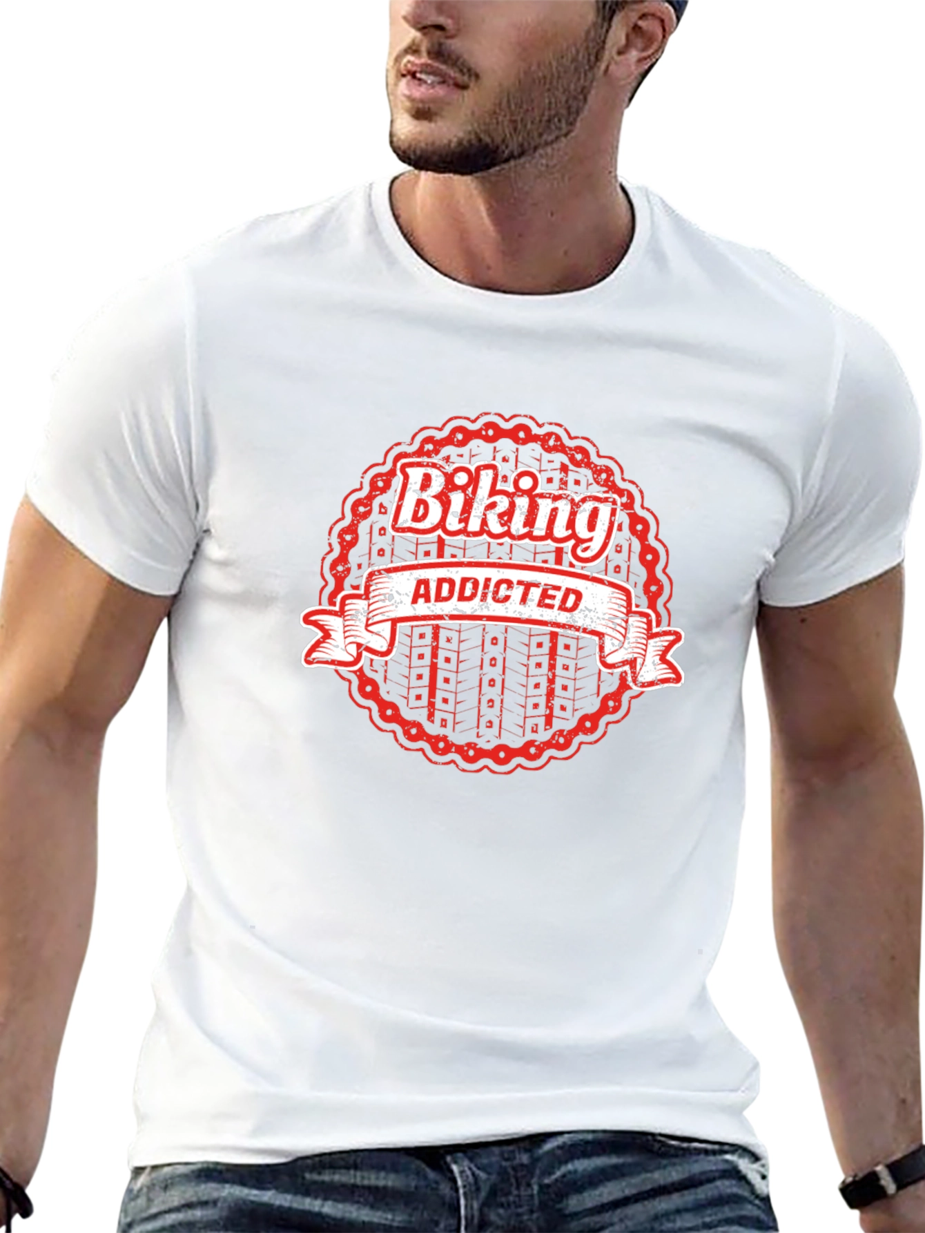 Biking Addicted Graphic Tee - Black