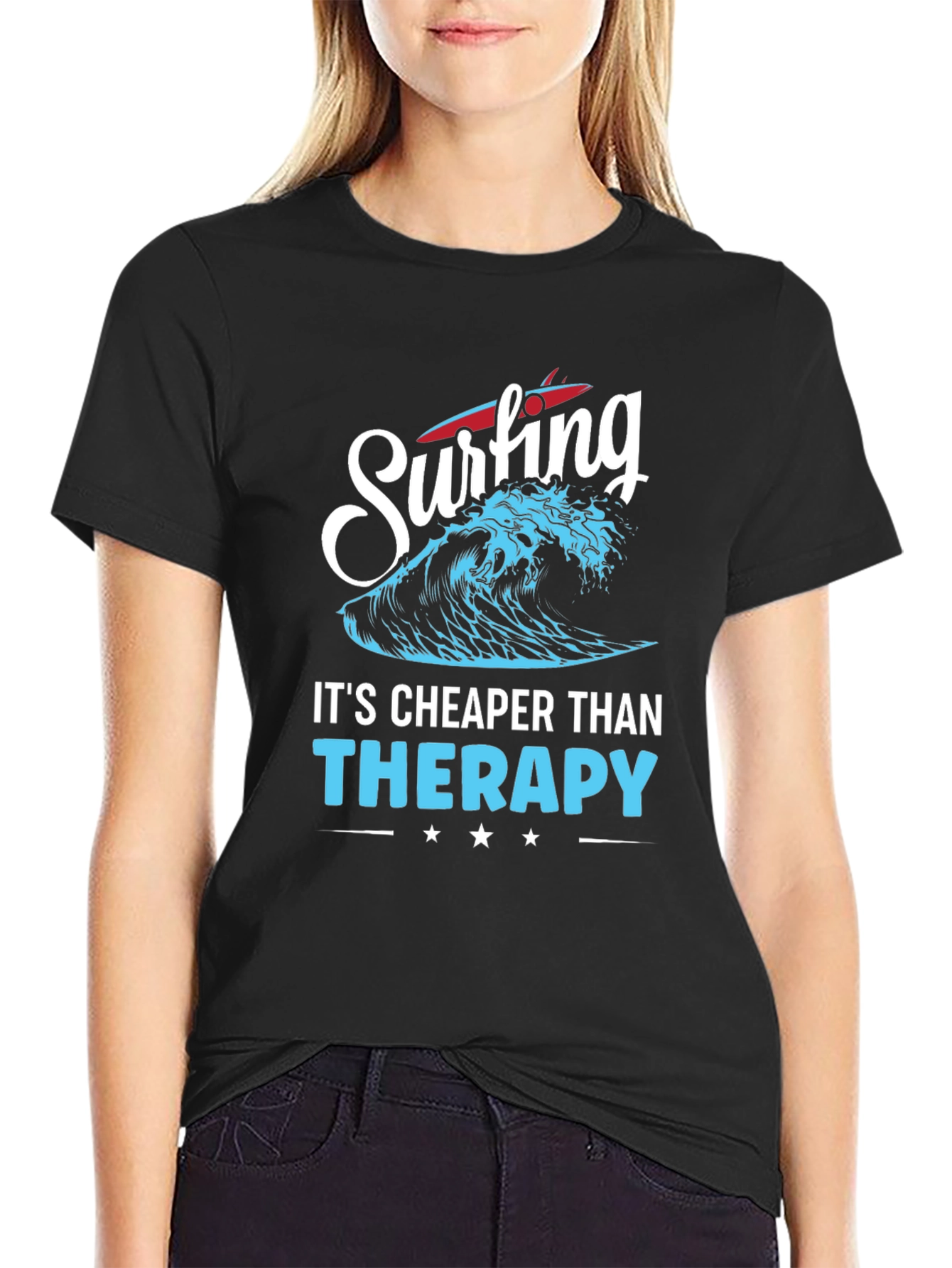Surfing is Cheaper Than Therapy Graphic Tee