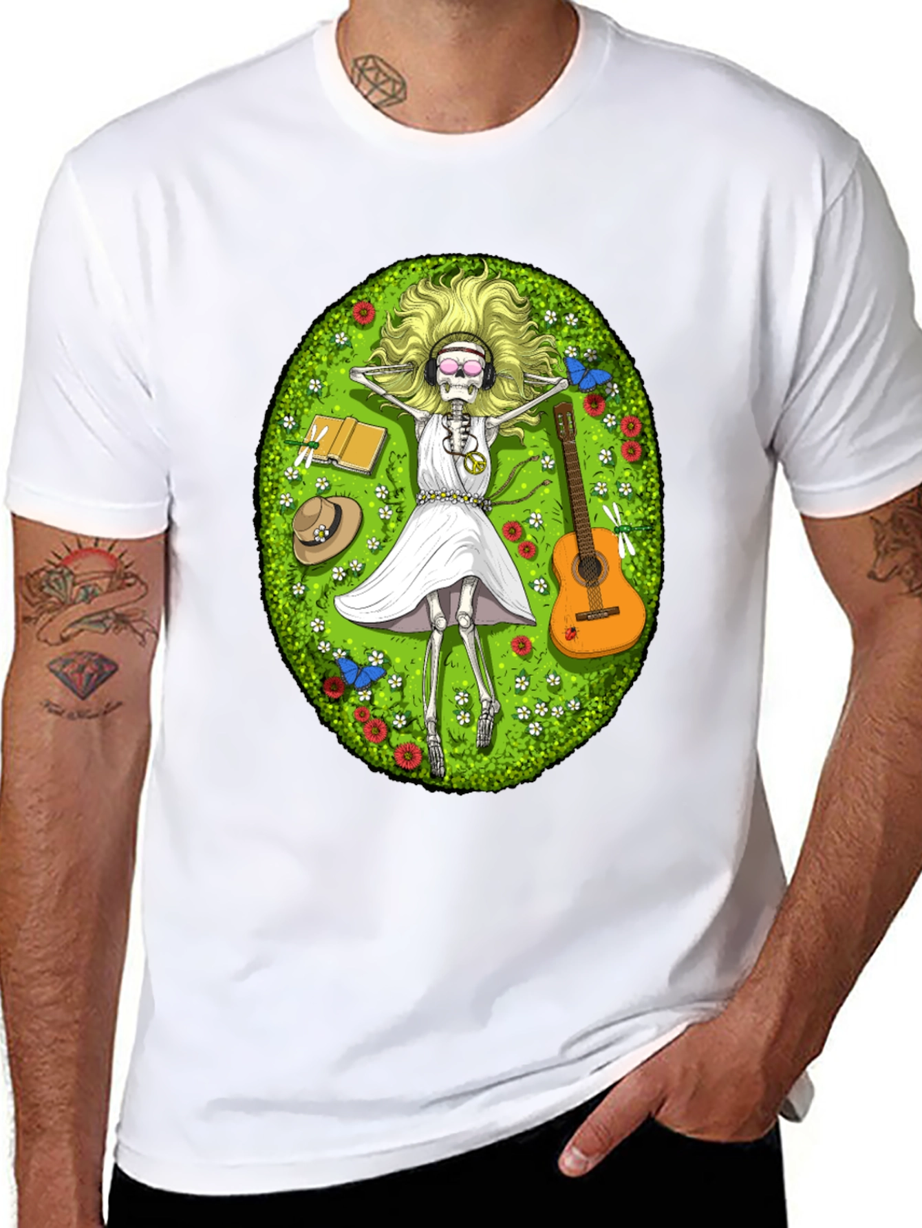 Chill Skeleton T-Shirt - Relaxed Hippie Vibe