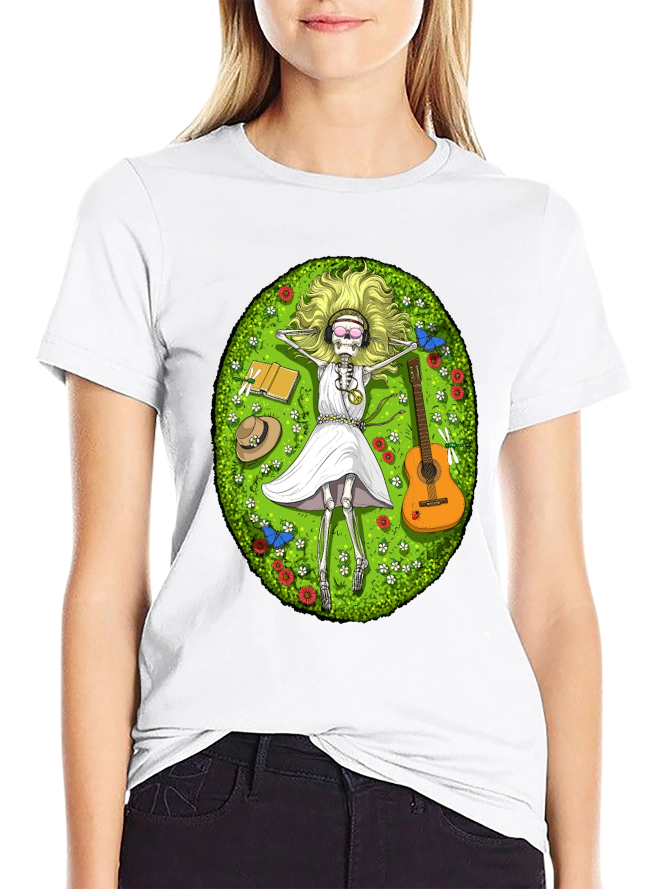 Chill Skeleton T-Shirt - Relaxed Hippie Vibe