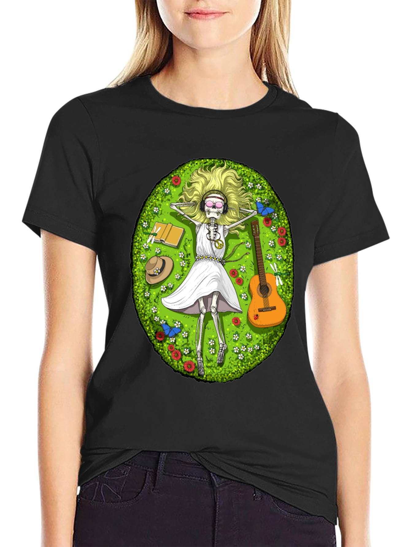 Chill Skeleton T-Shirt - Relaxed Hippie Vibe