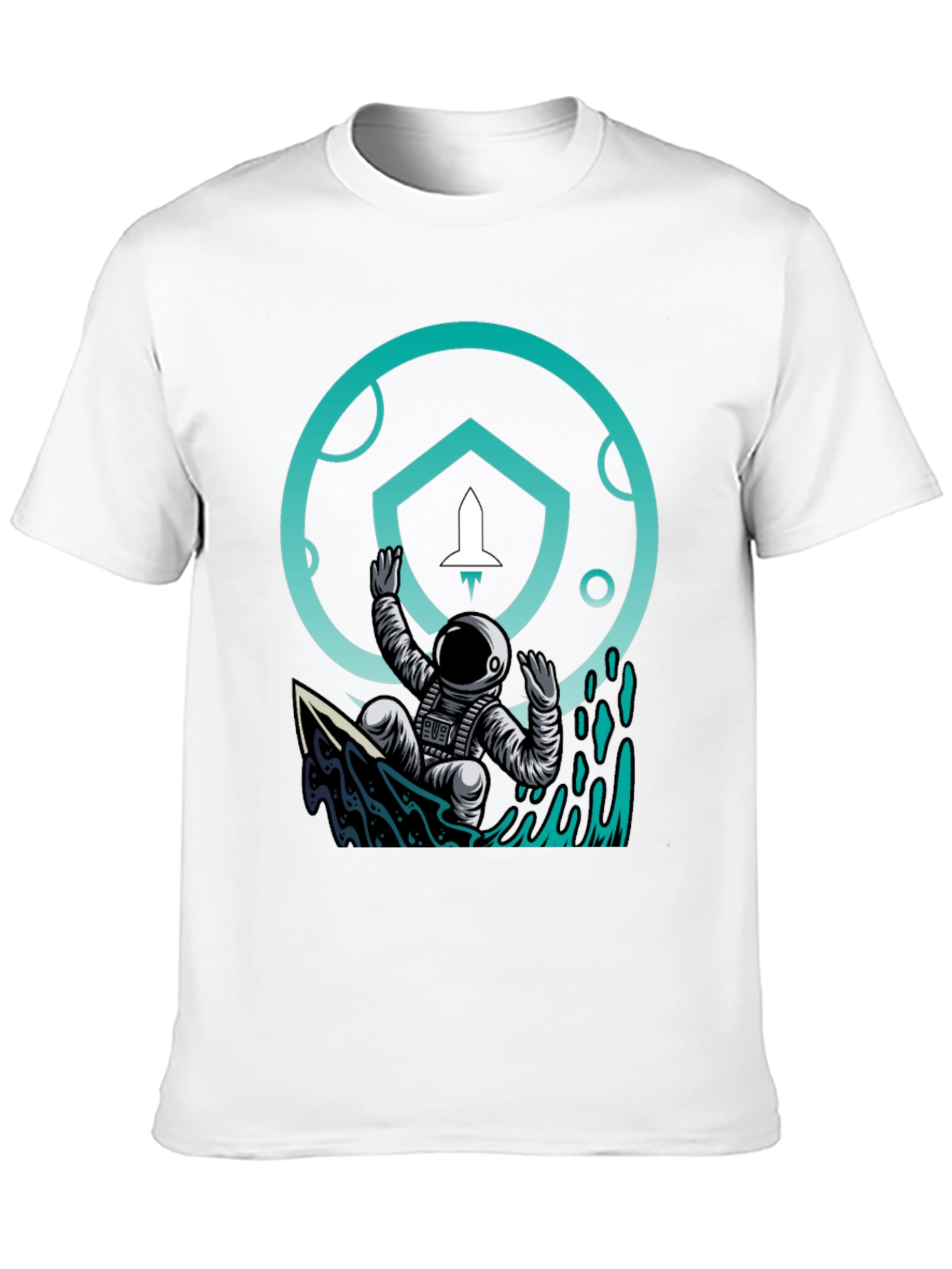 Astronaut Surf T-Shirt - Crypto Moonshot Design