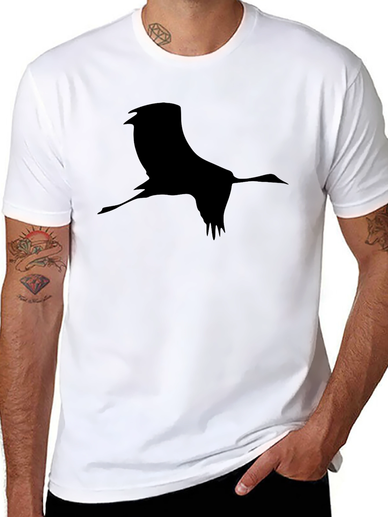Crane Silhouette Black T-Shirt
