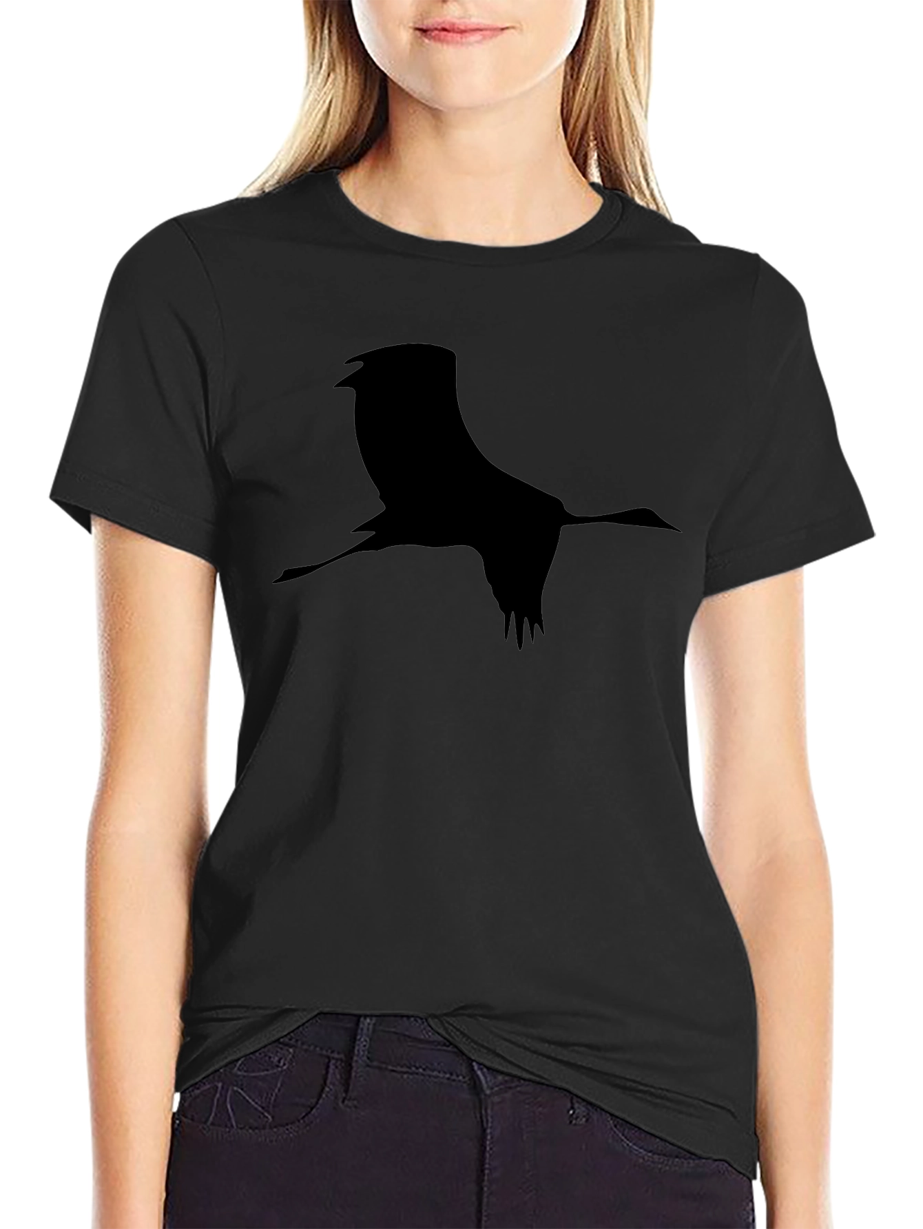 Crane Silhouette Black T-Shirt
